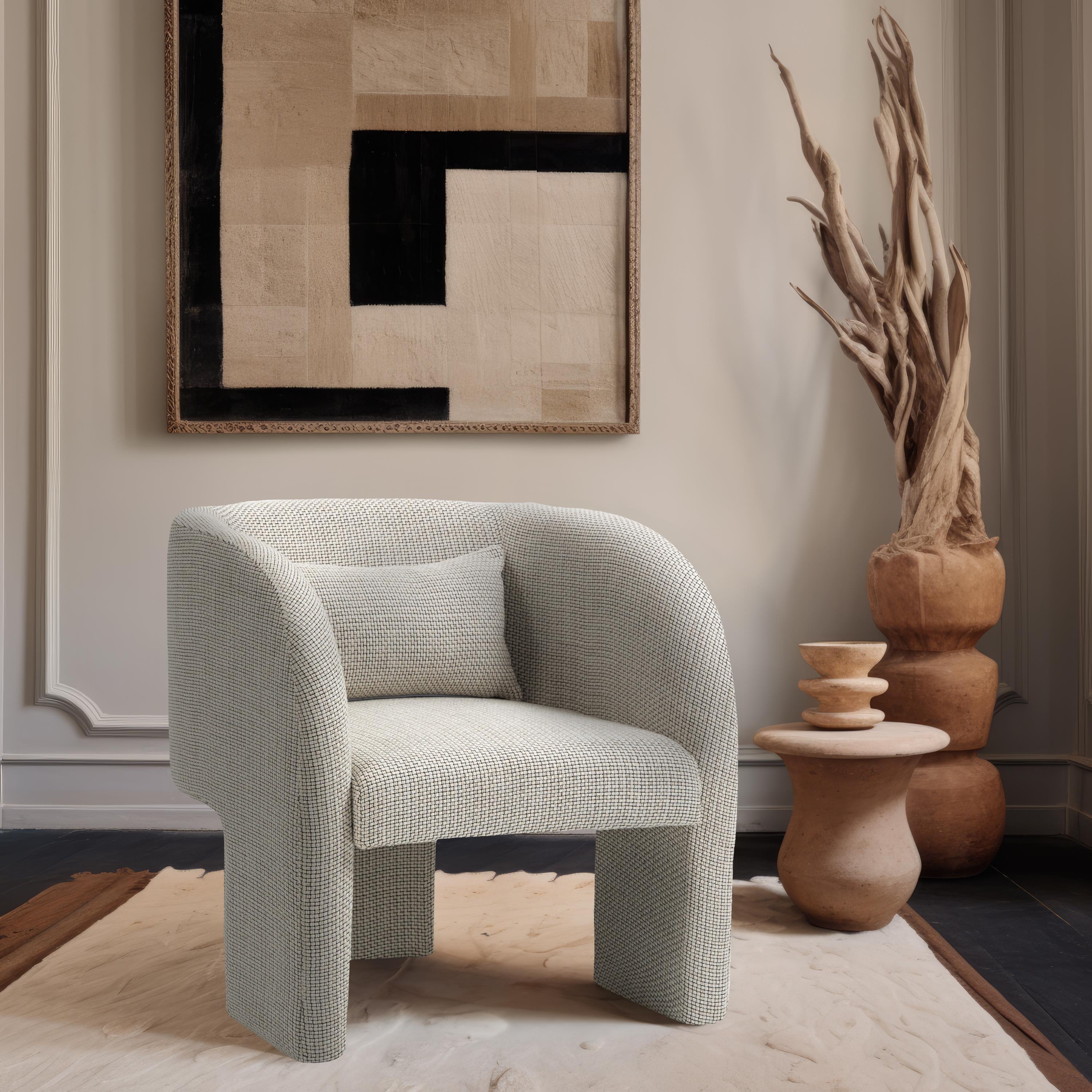 Meridian Sawyer Cream Weaved Polyester Fabric Accent Chair