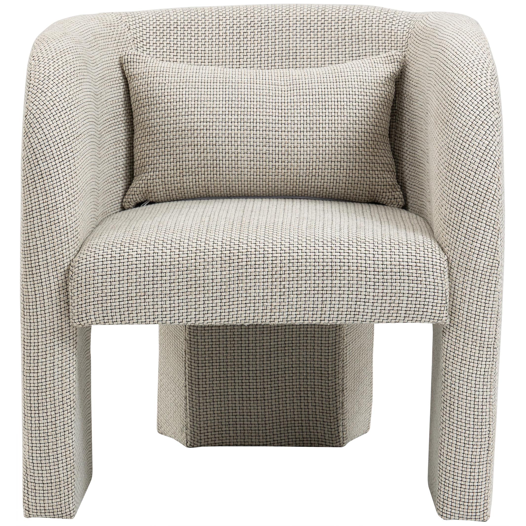 Meridian Sawyer Cream Weaved Polyester Fabric Accent Chair