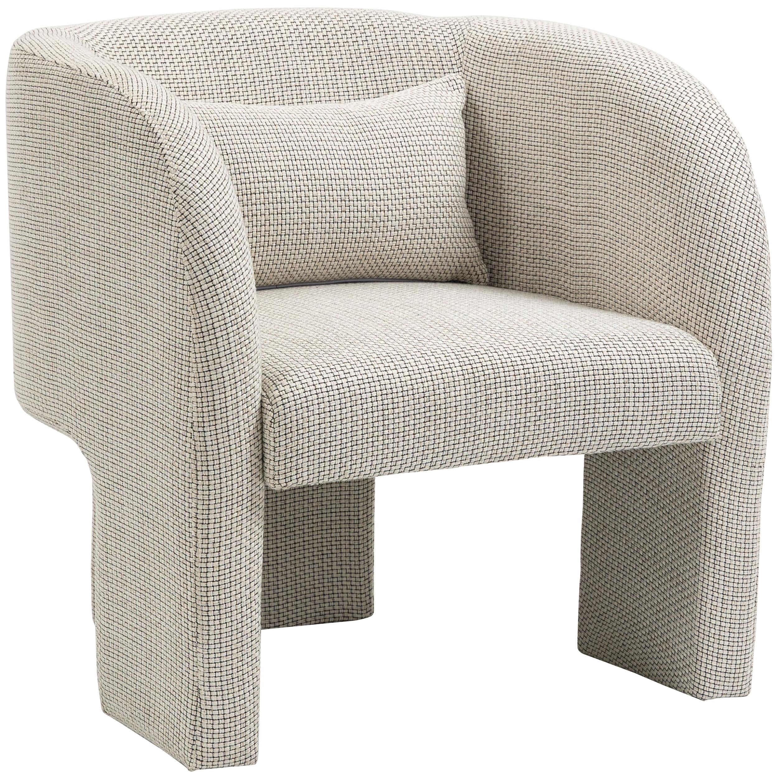 Meridian Sawyer Cream Weaved Polyester Fabric Accent Chair