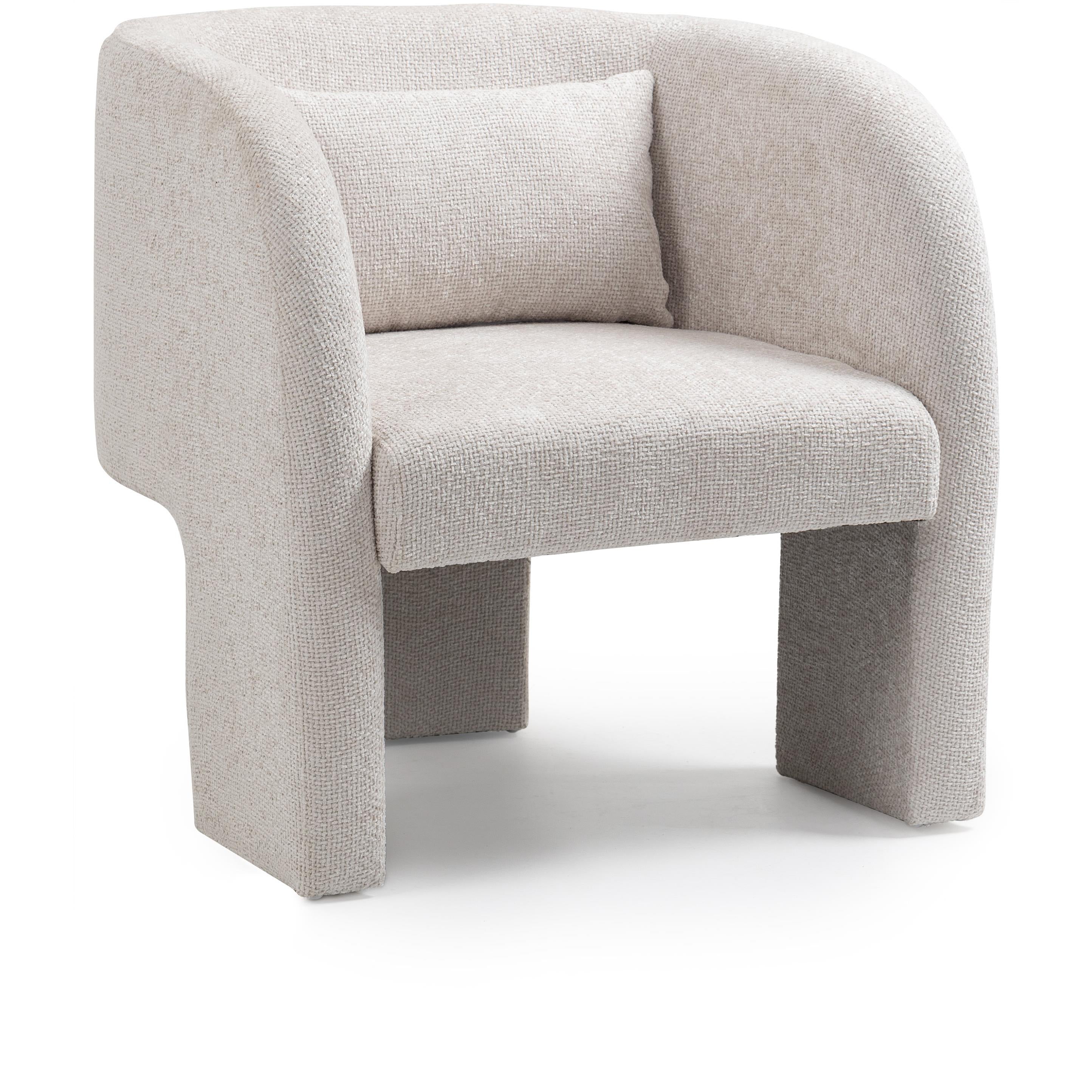 Meridian Sawyer Cream Chenille Fabric Accent Chair