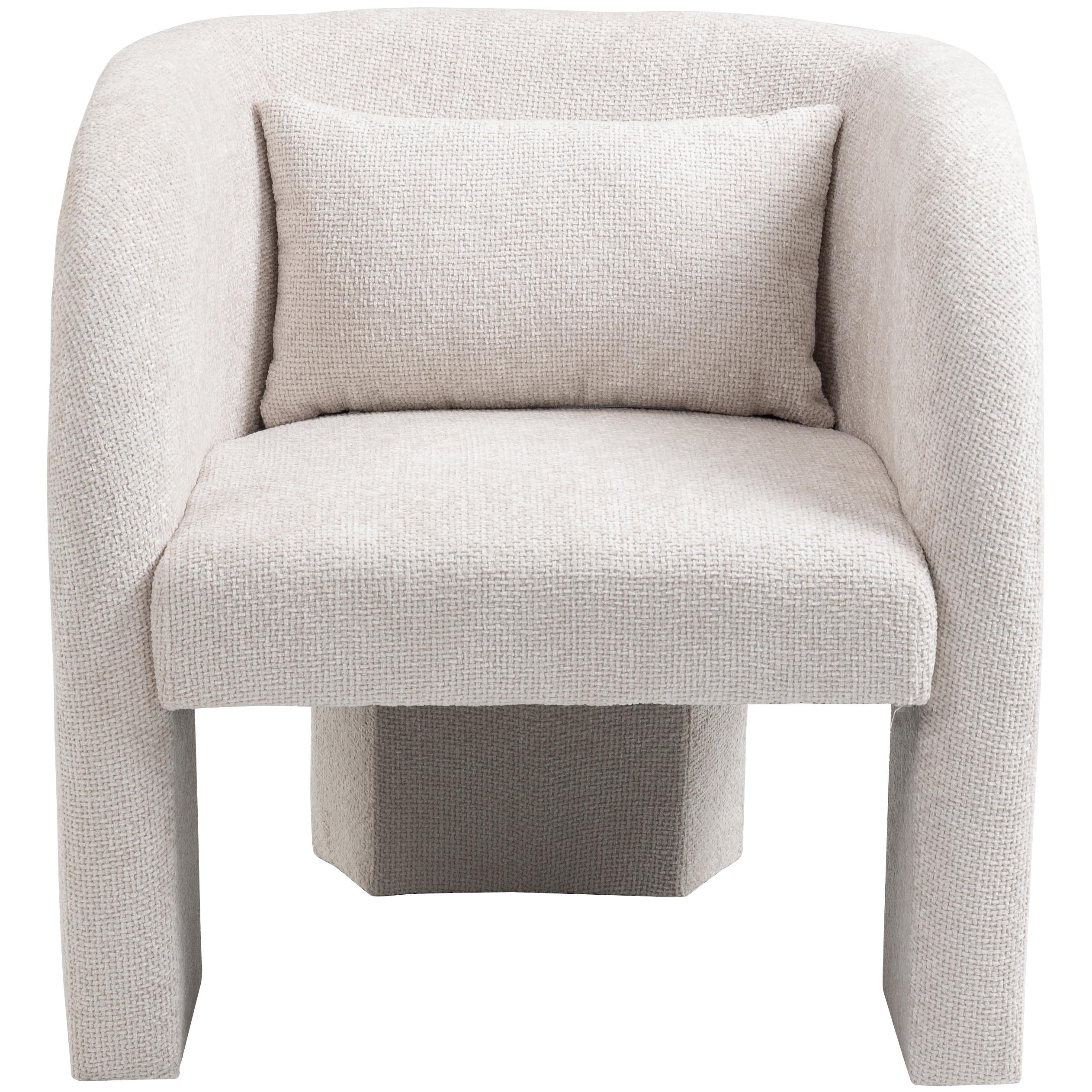 Meridian Sawyer Cream Chenille Fabric Accent Chair