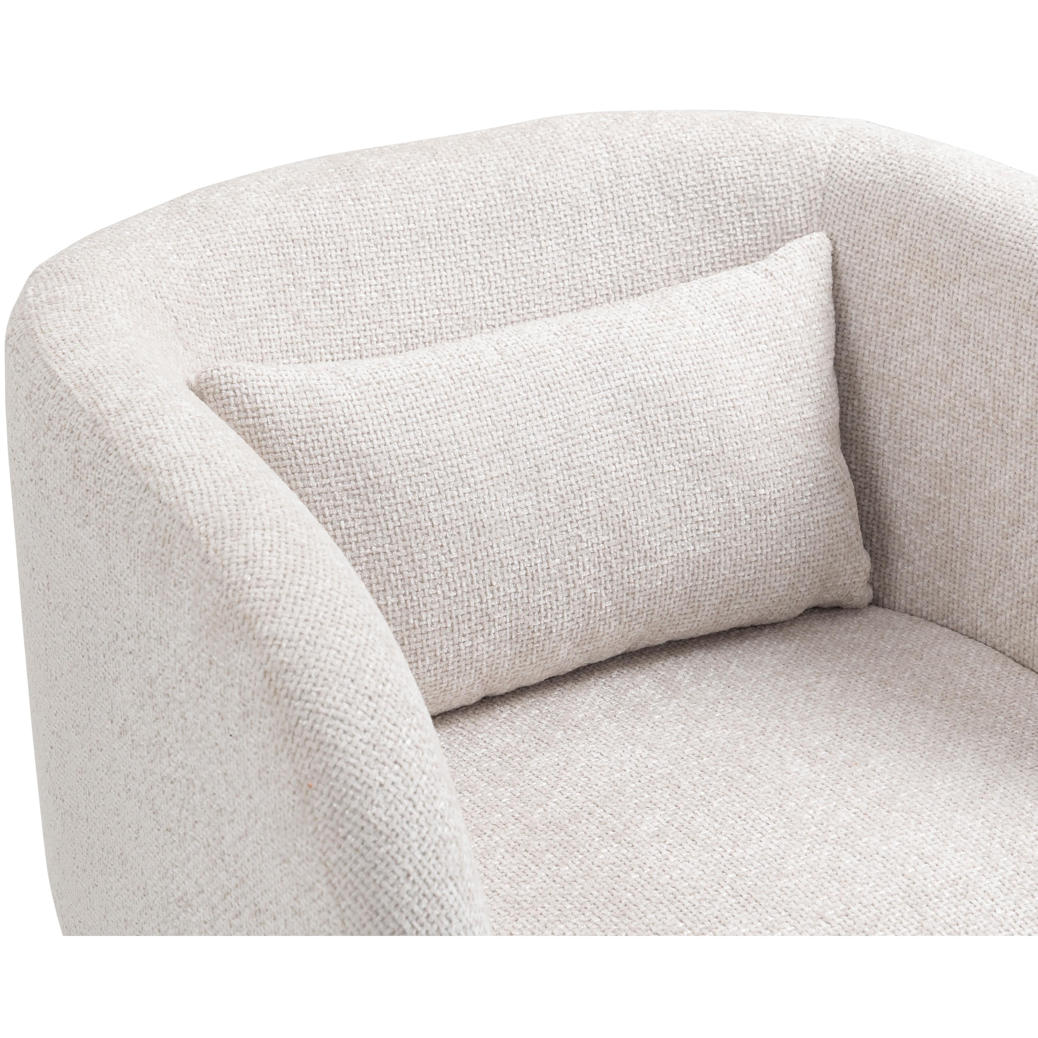 Meridian Sawyer Cream Chenille Fabric Accent Chair