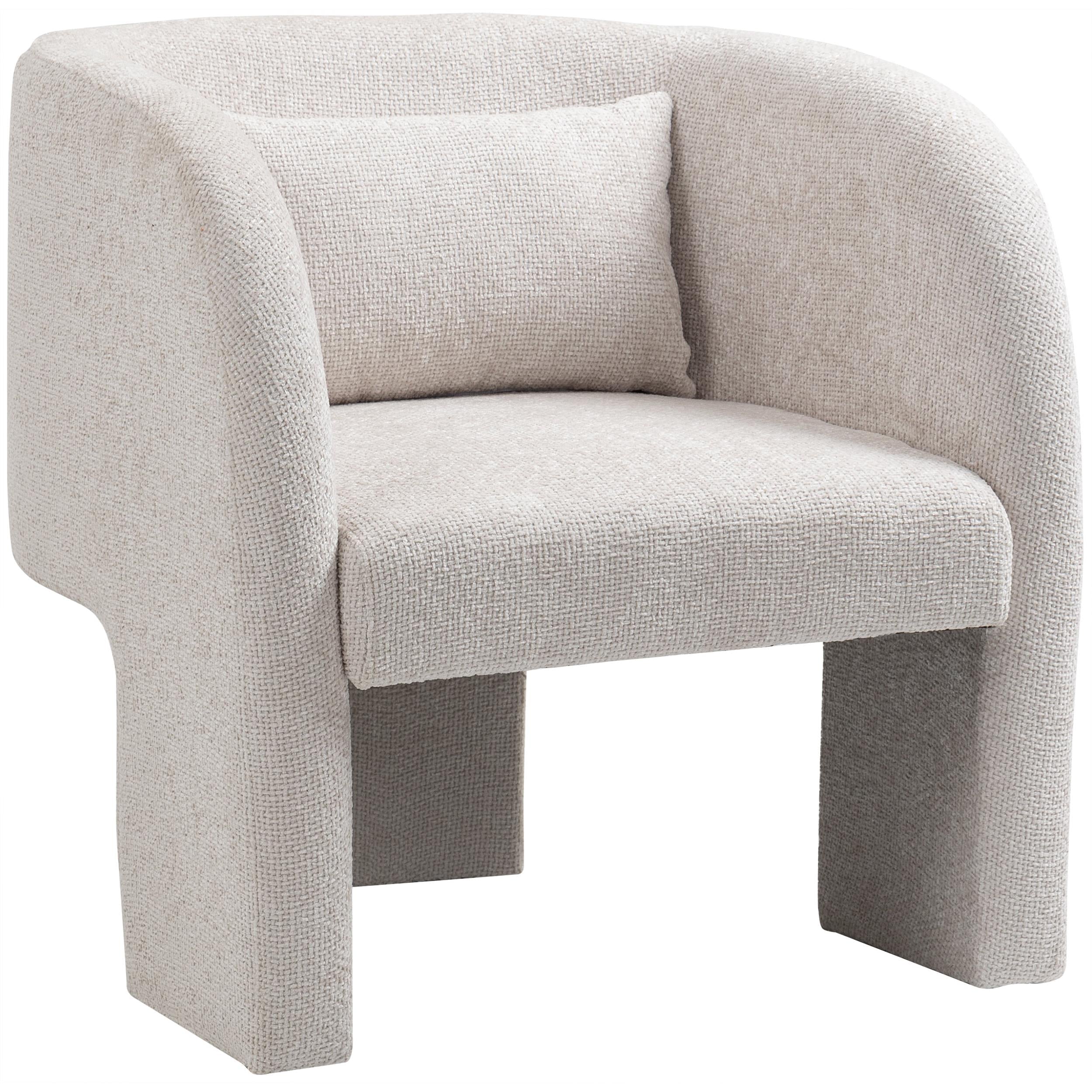 Meridian Sawyer Cream Chenille Fabric Accent Chair