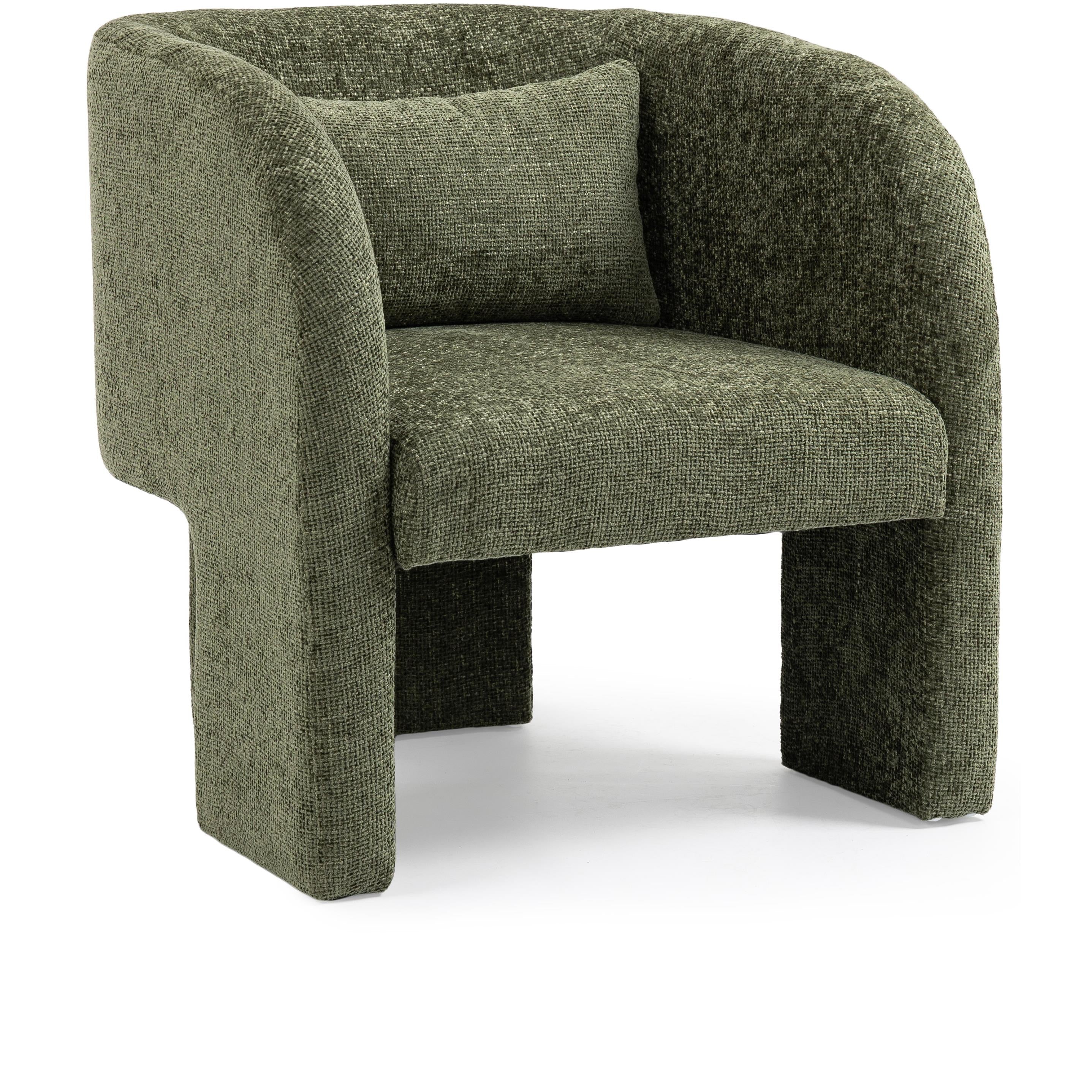 Meridian Sawyer Green Chenille Fabric Accent Chair