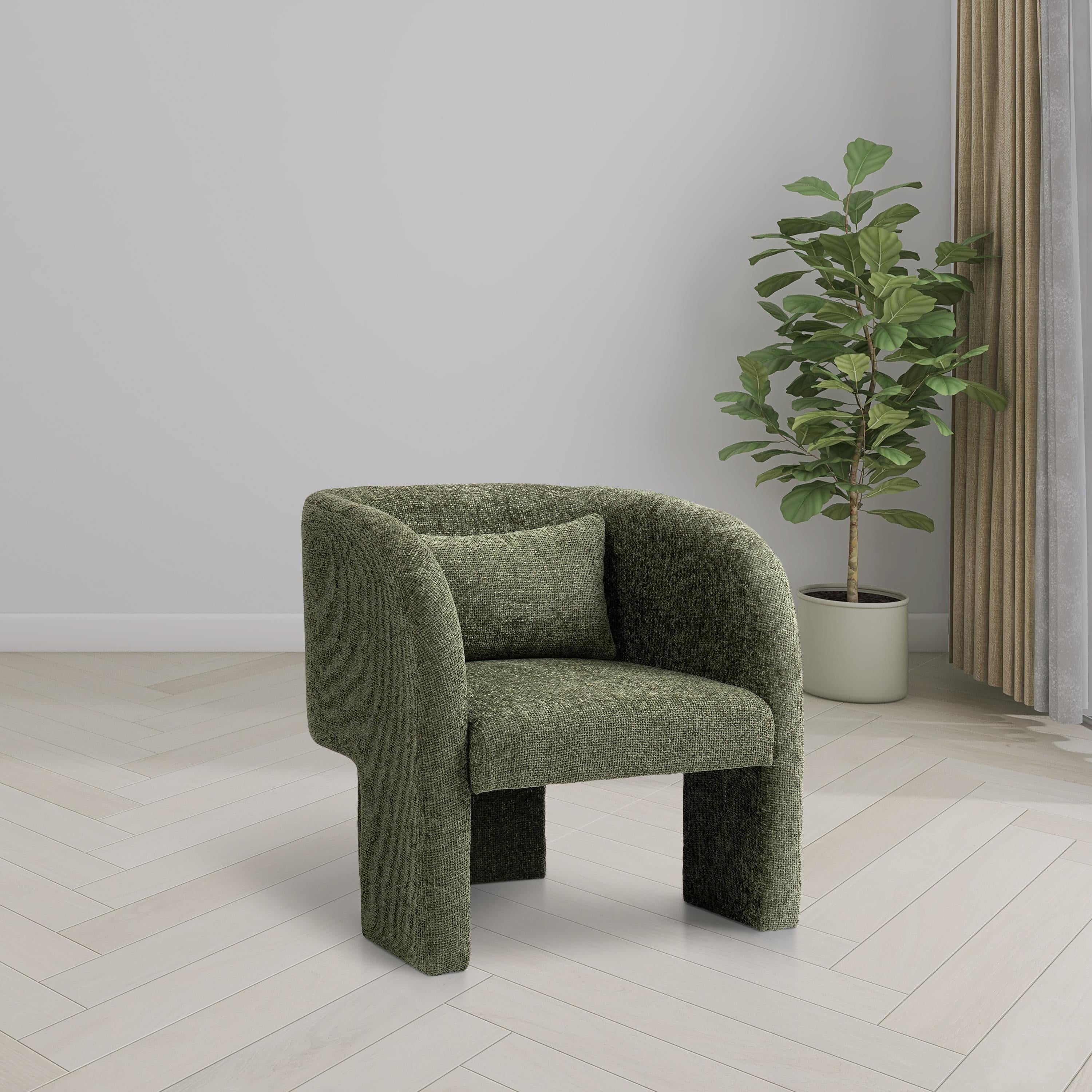 Meridian Sawyer Green Chenille Fabric Accent Chair