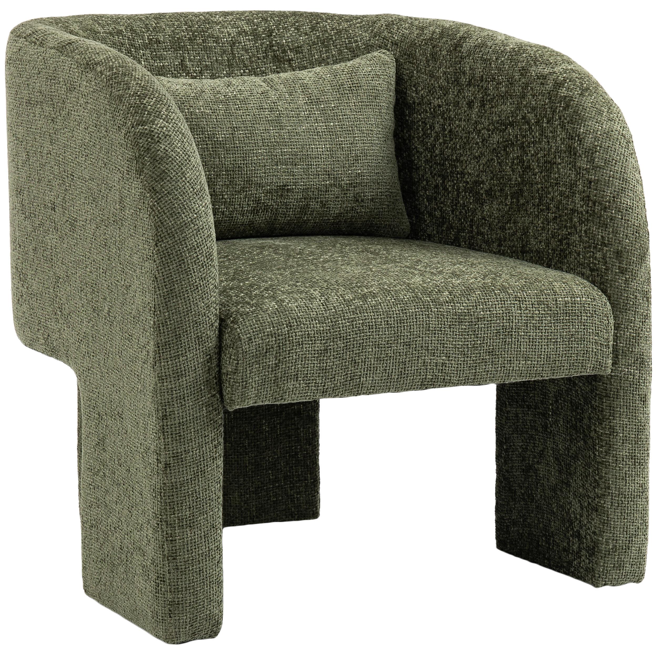 Meridian Sawyer Green Chenille Fabric Accent Chair