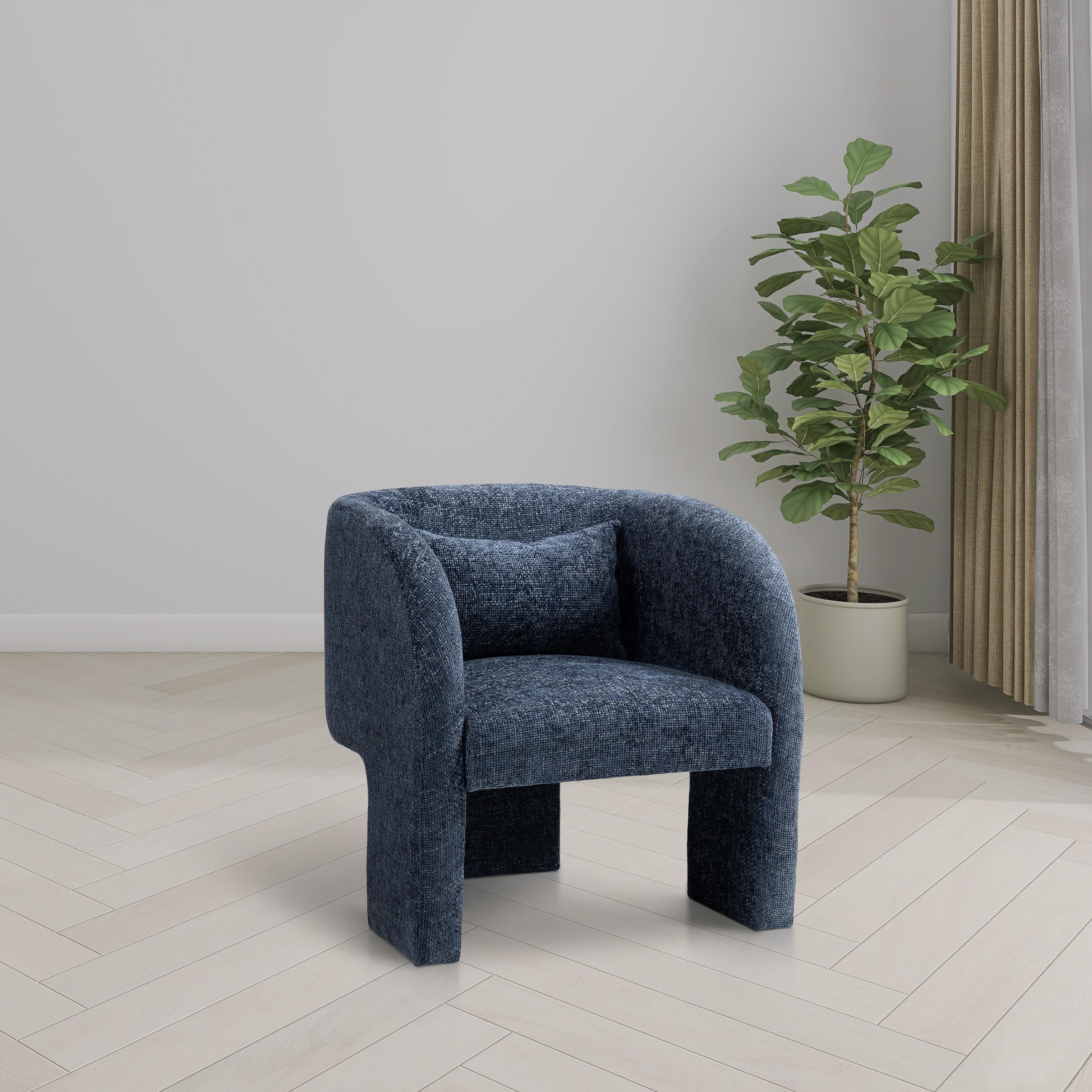 Meridian Sawyer Navy Chenille Fabric Accent Chair