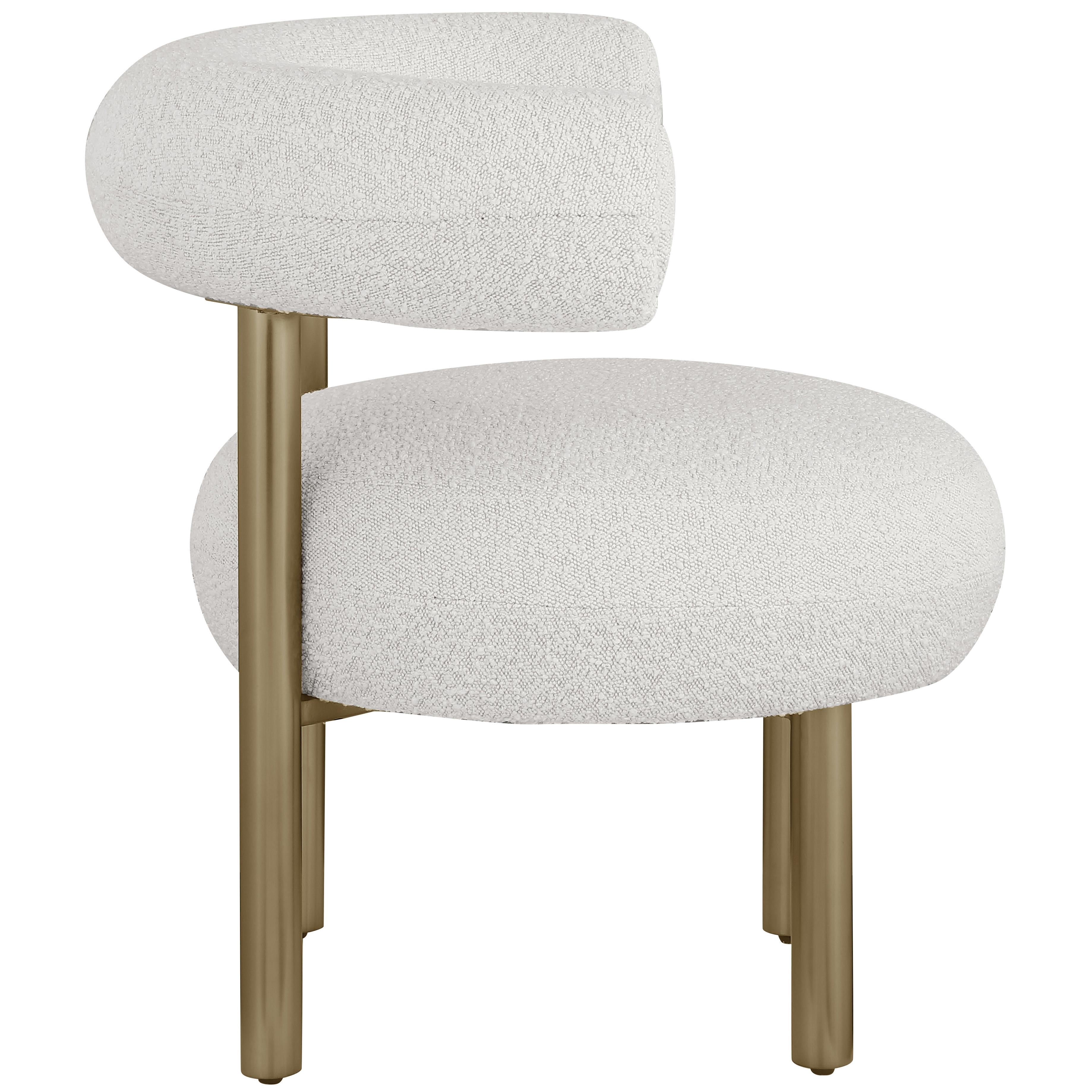 Meridian Bordeaux Cream Boucle Fabric Accent Chair