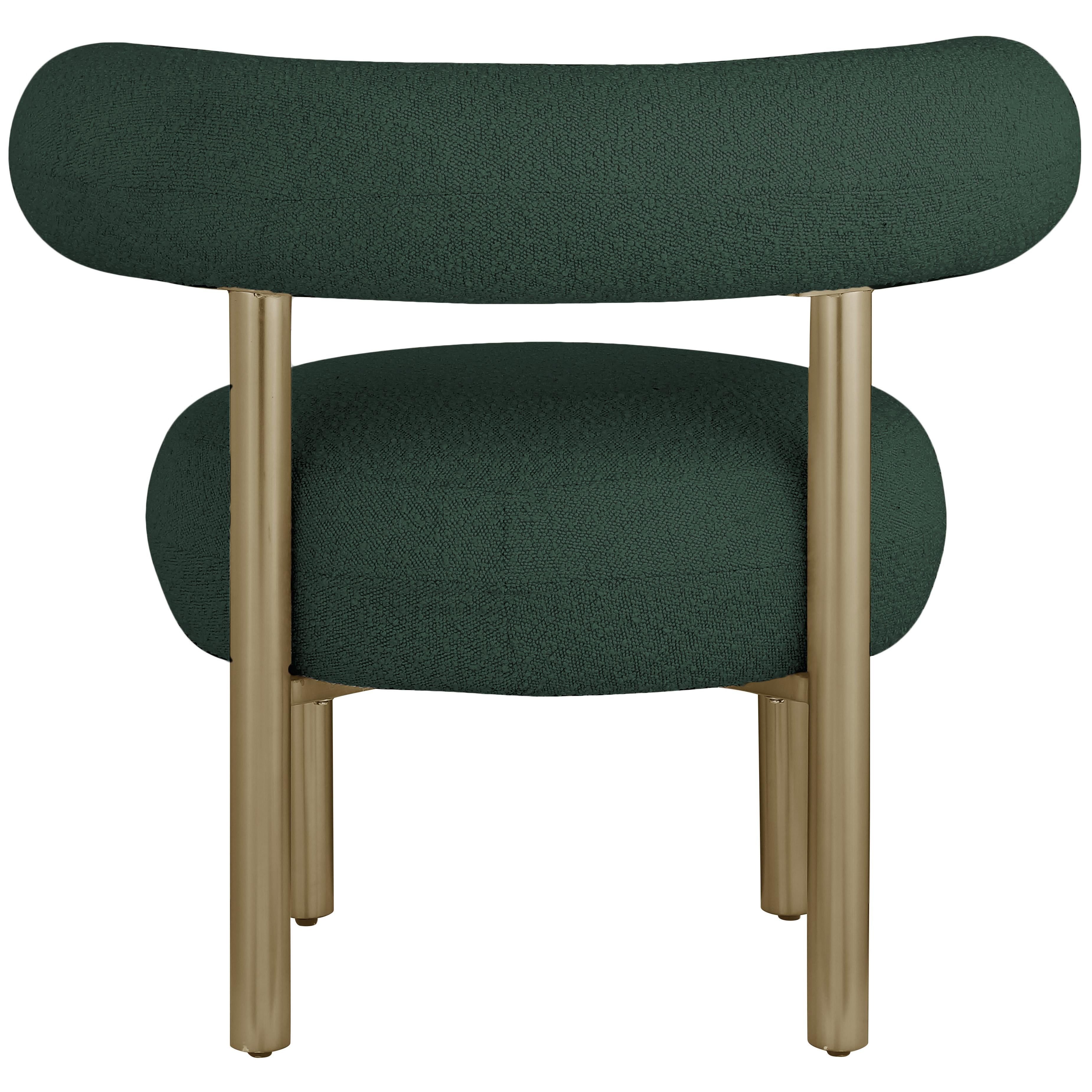 Meridian Bordeaux Green Boucle Fabric Accent Chair