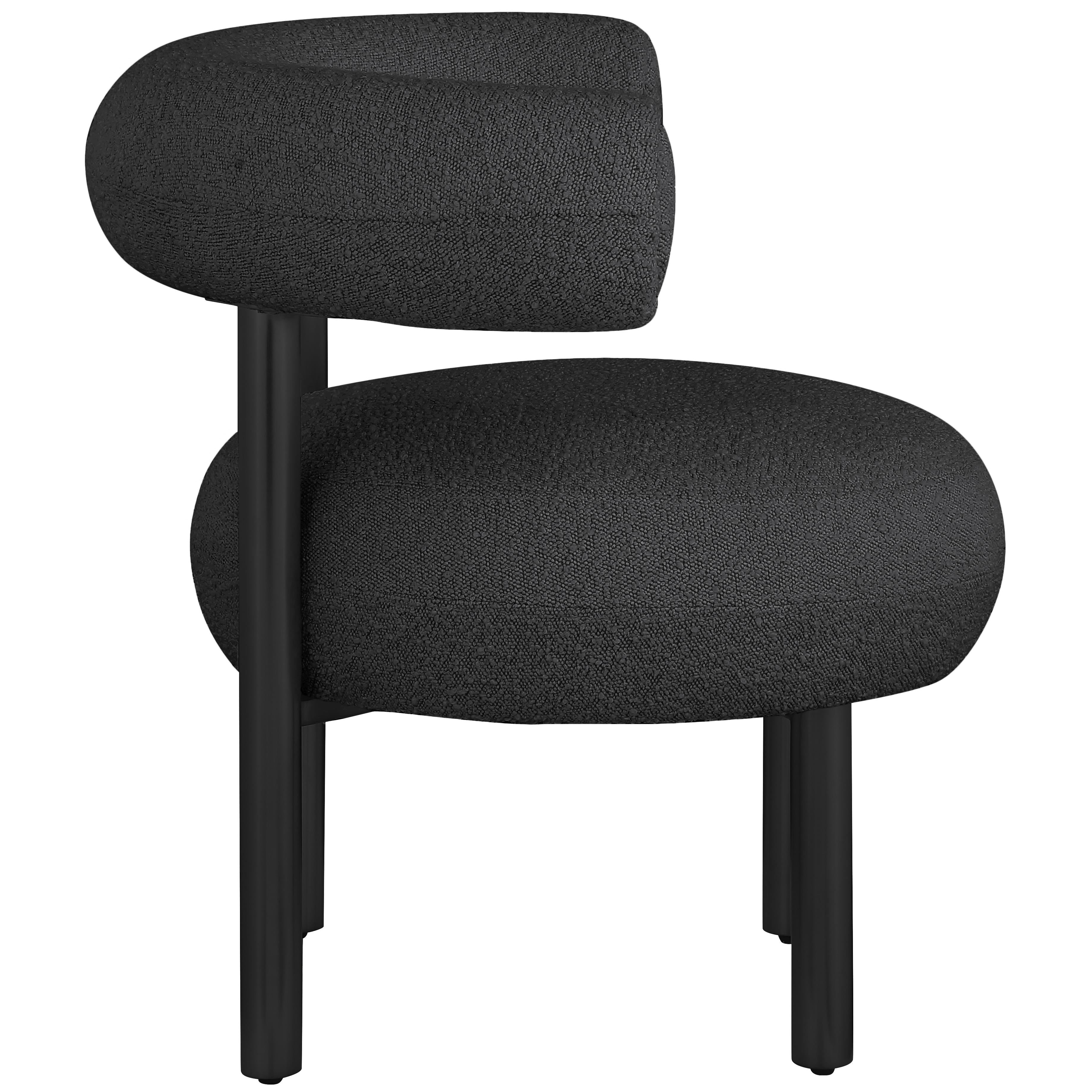 Meridian Bordeaux Black Boucle Fabric Accent Chair