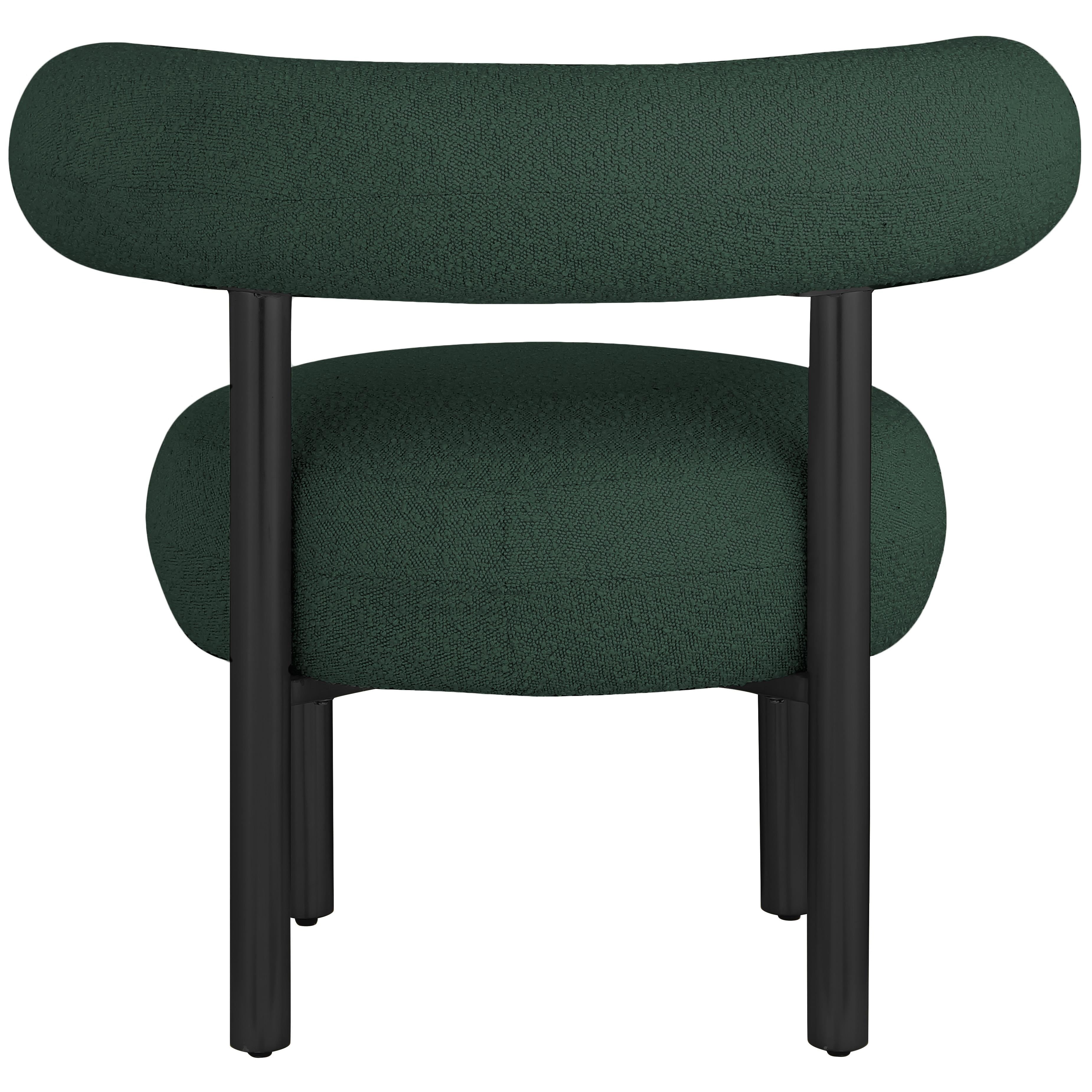 Meridian Bordeaux Green Boucle Fabric Accent Chair