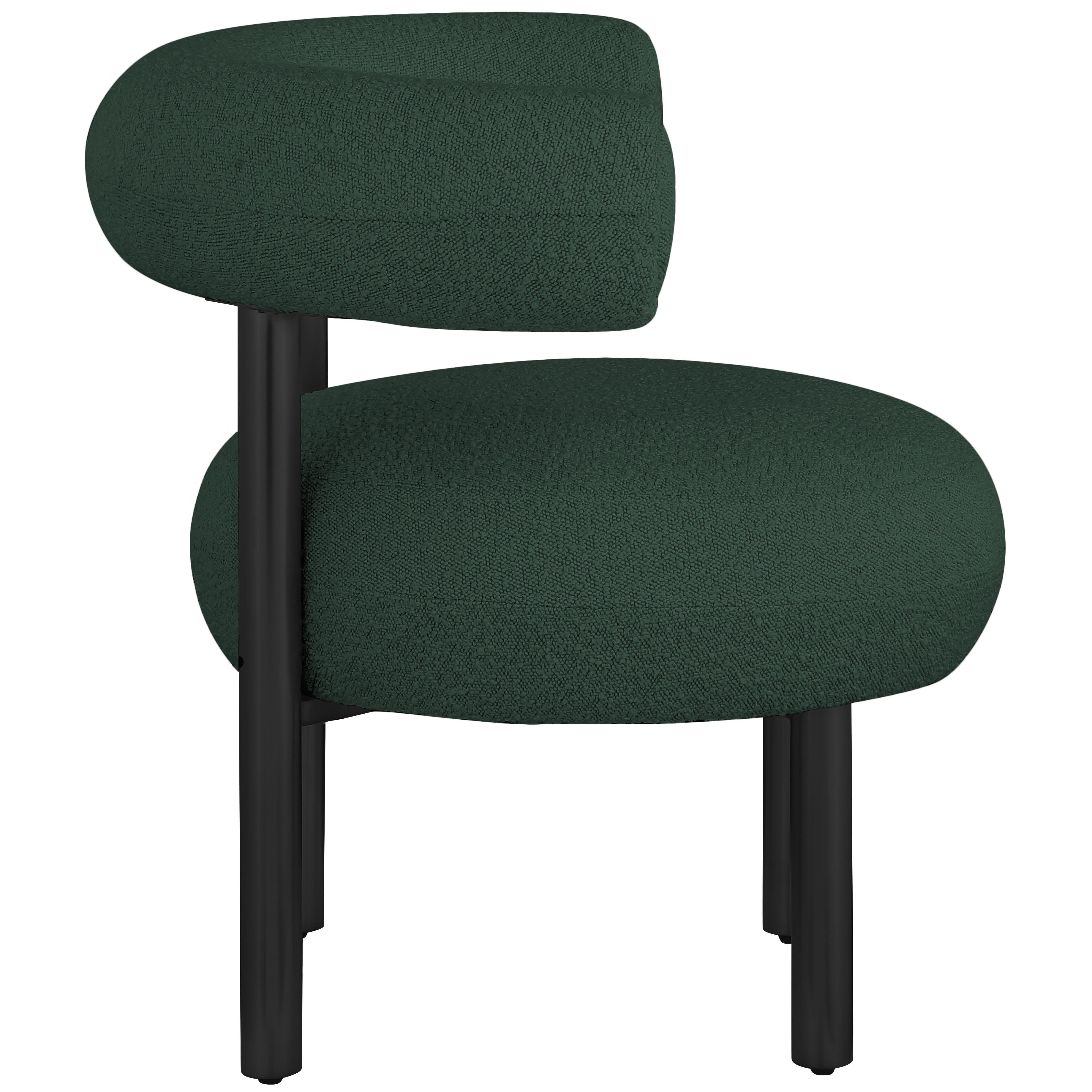 Meridian Bordeaux Green Boucle Fabric Accent Chair