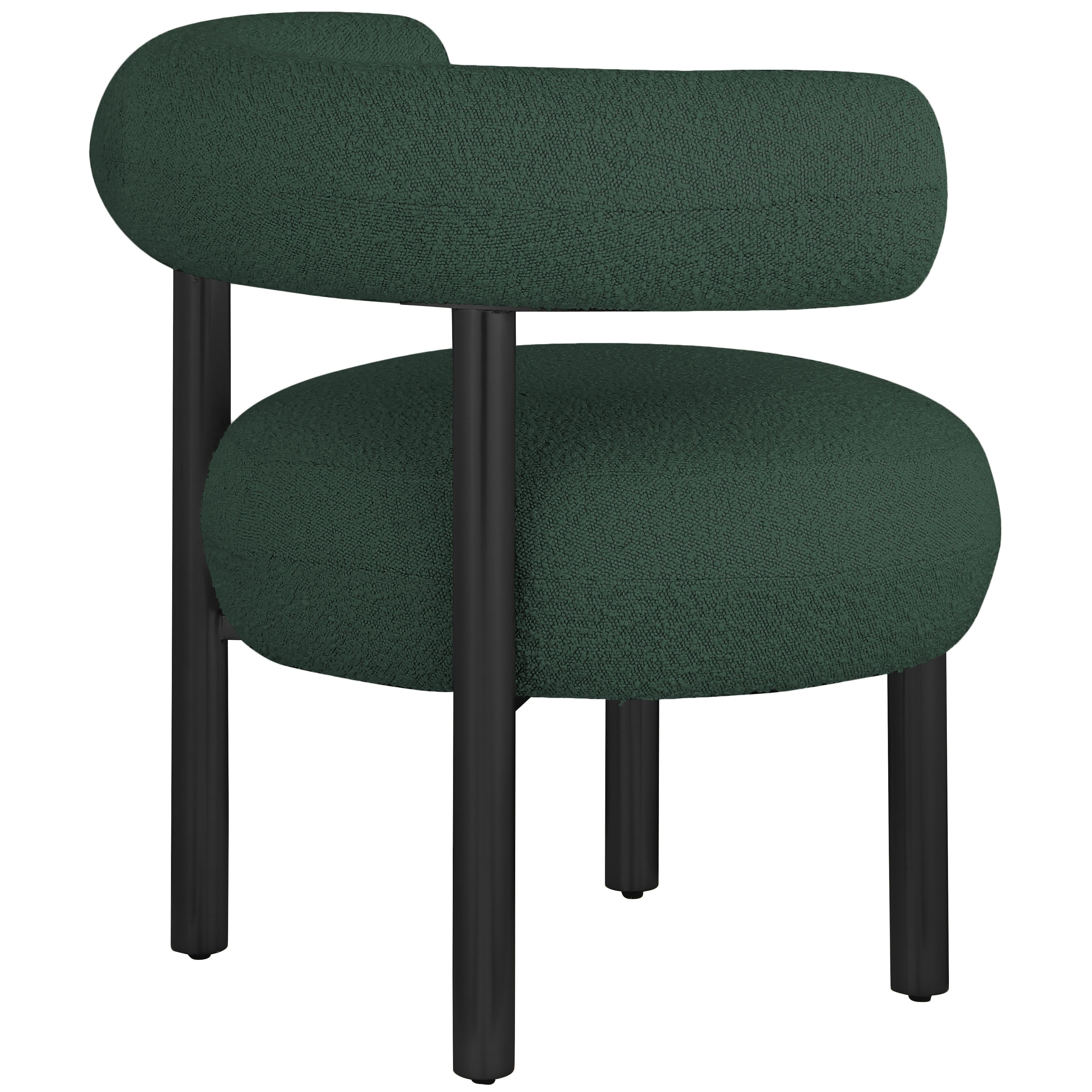 Meridian Bordeaux Green Boucle Fabric Accent Chair