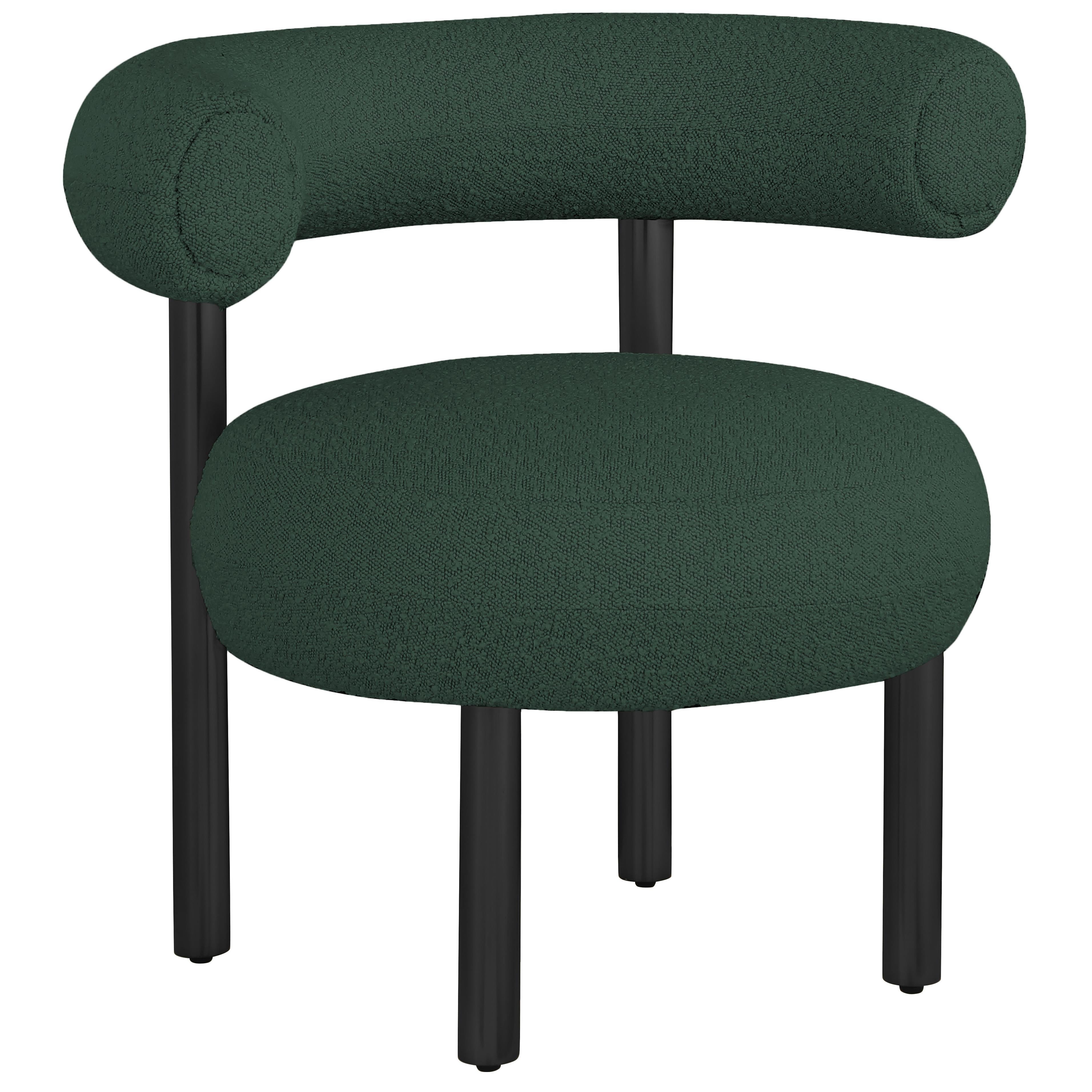 Meridian Bordeaux Green Boucle Fabric Accent Chair