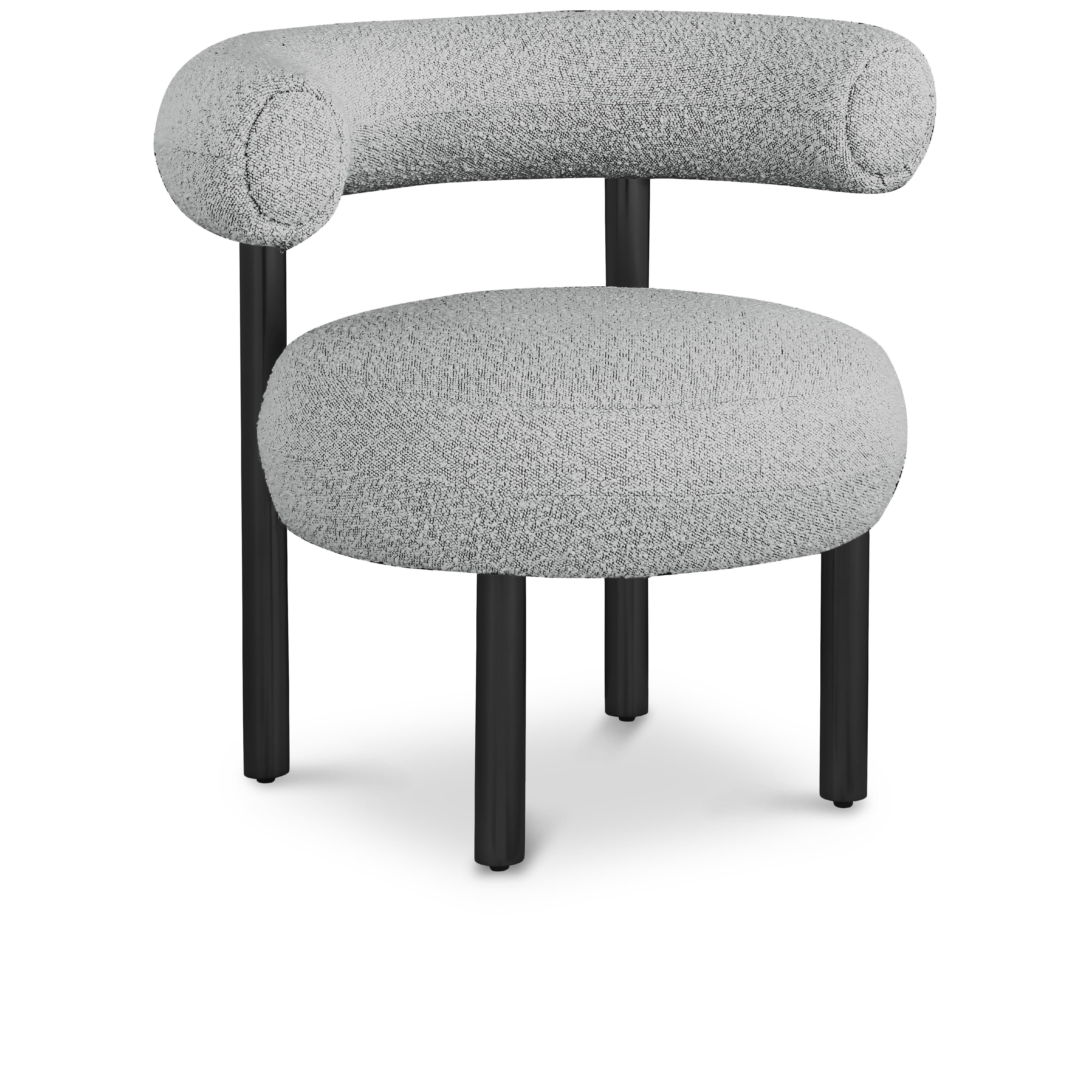 Meridian Bordeaux Grey Boucle Fabric Accent Chair