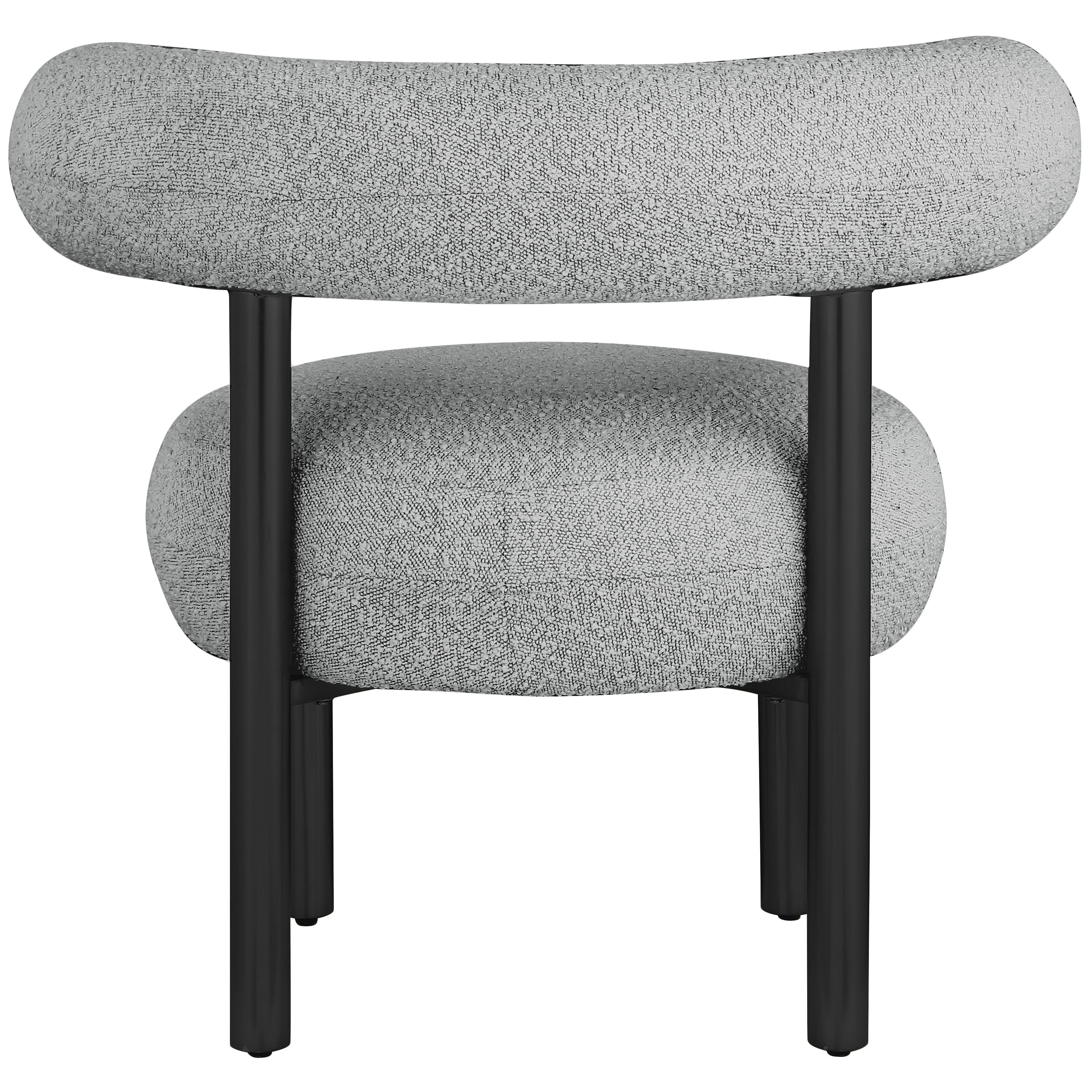 Meridian Bordeaux Grey Boucle Fabric Accent Chair