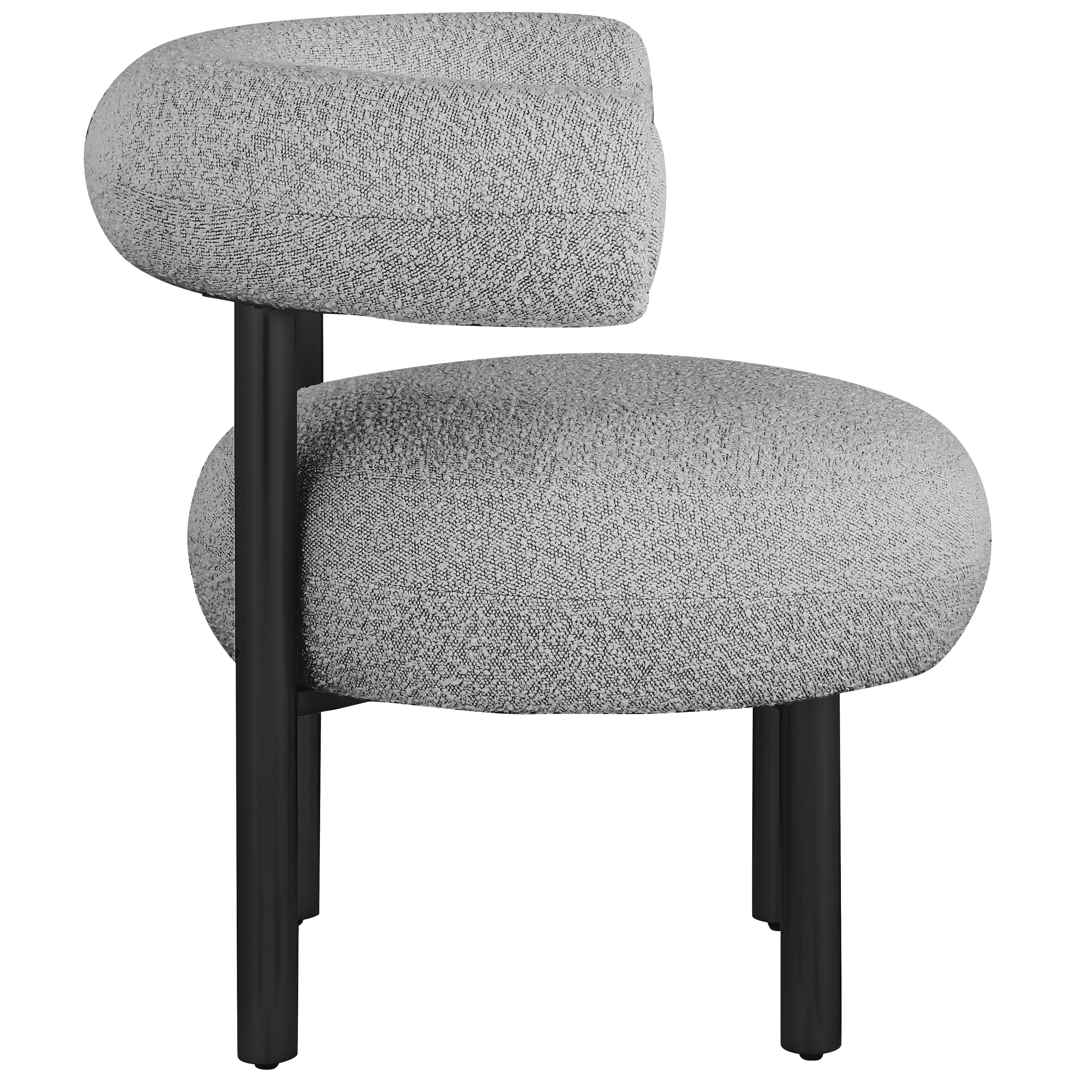 Meridian Bordeaux Grey Boucle Fabric Accent Chair