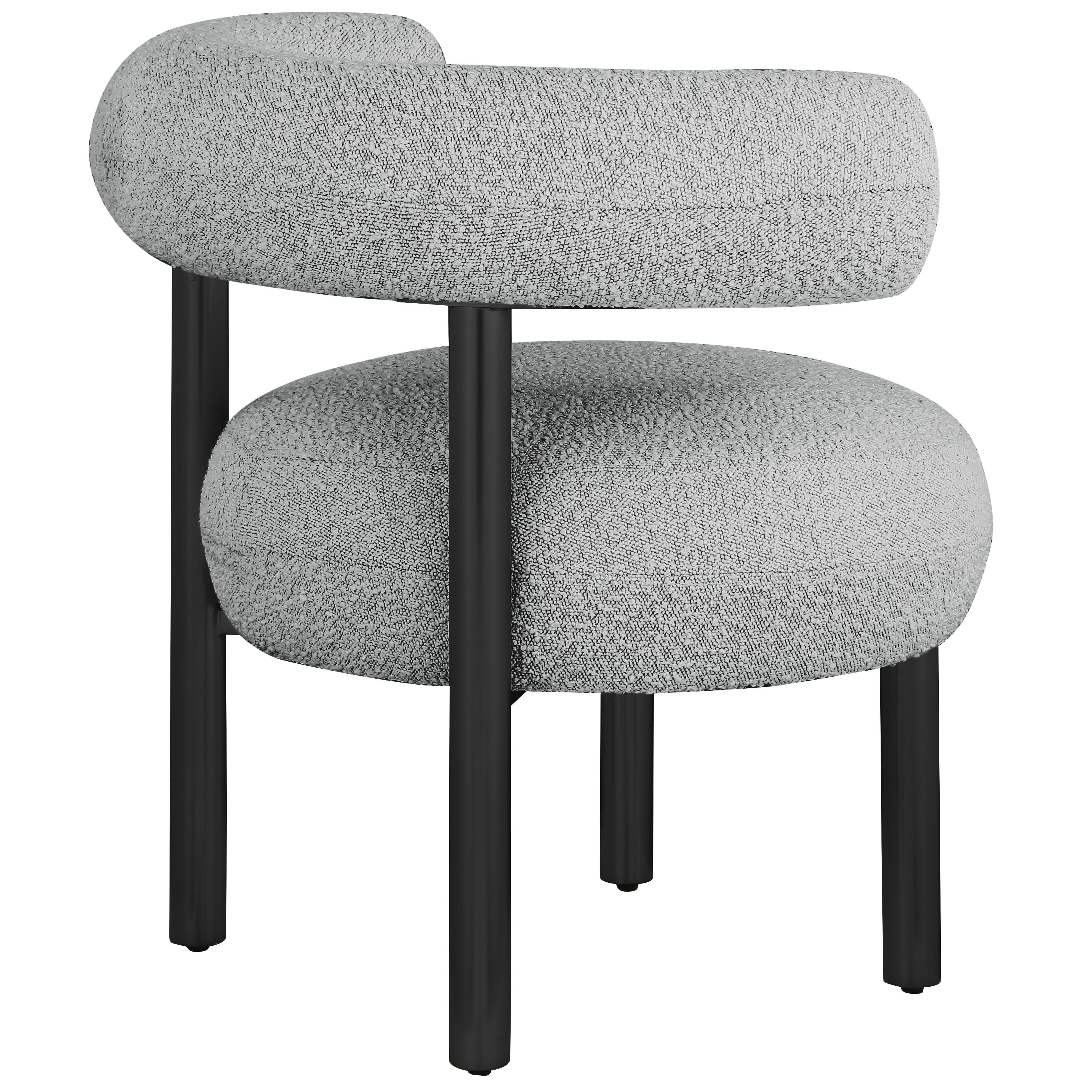 Meridian Bordeaux Grey Boucle Fabric Accent Chair