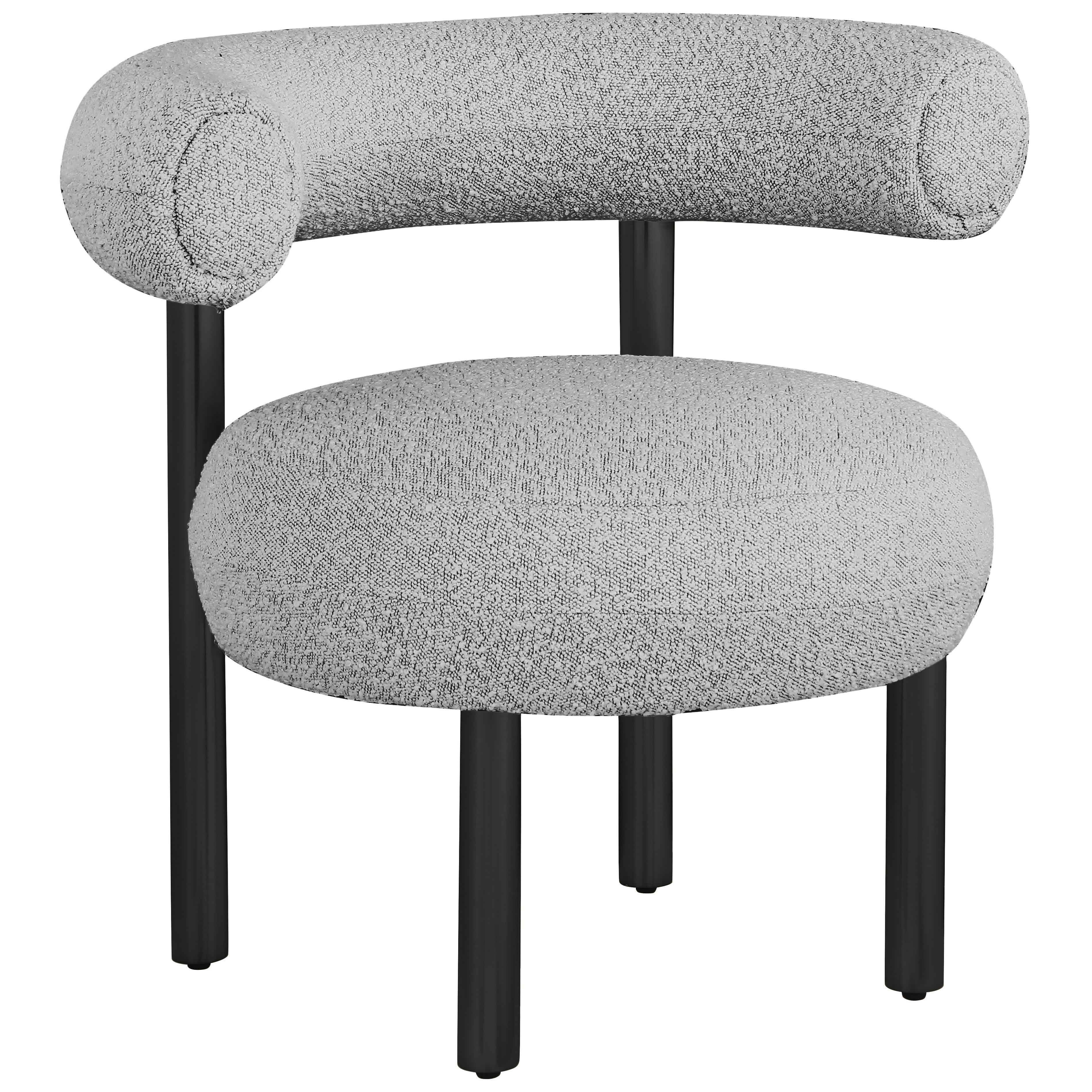 Meridian Bordeaux Grey Boucle Fabric Accent Chair