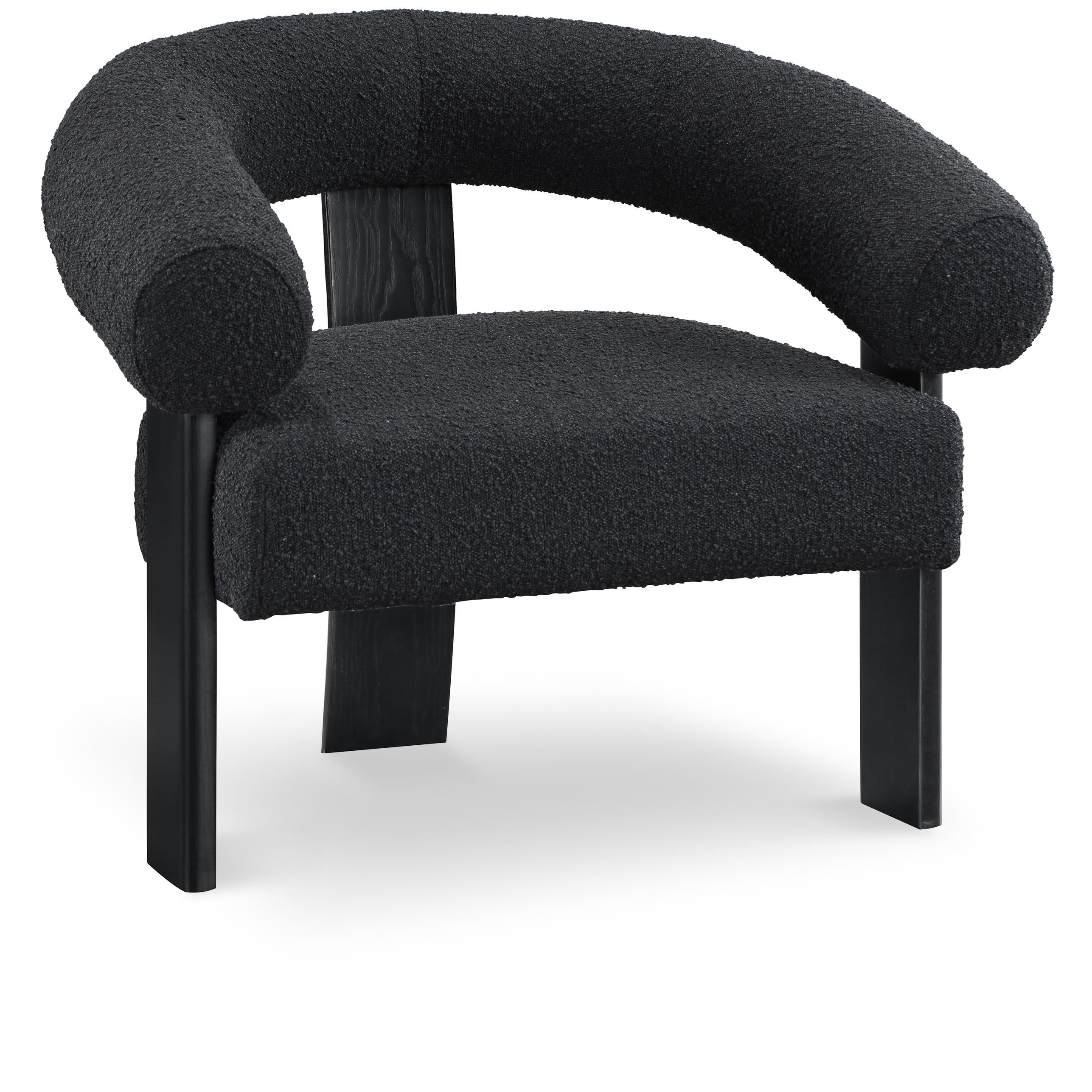 Meridian Winston Black Boucle Fabric Accent Chair