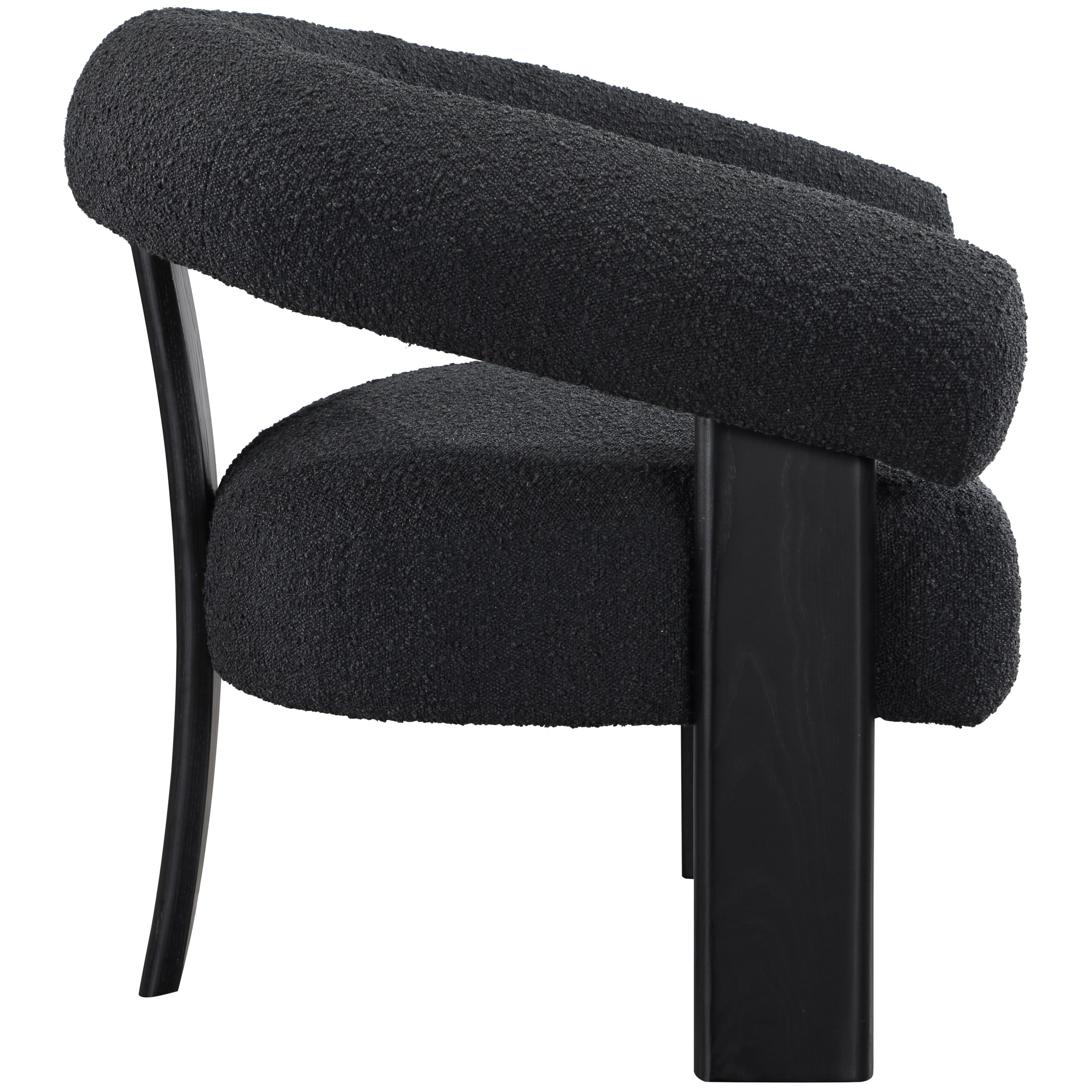 Meridian Winston Black Boucle Fabric Accent Chair