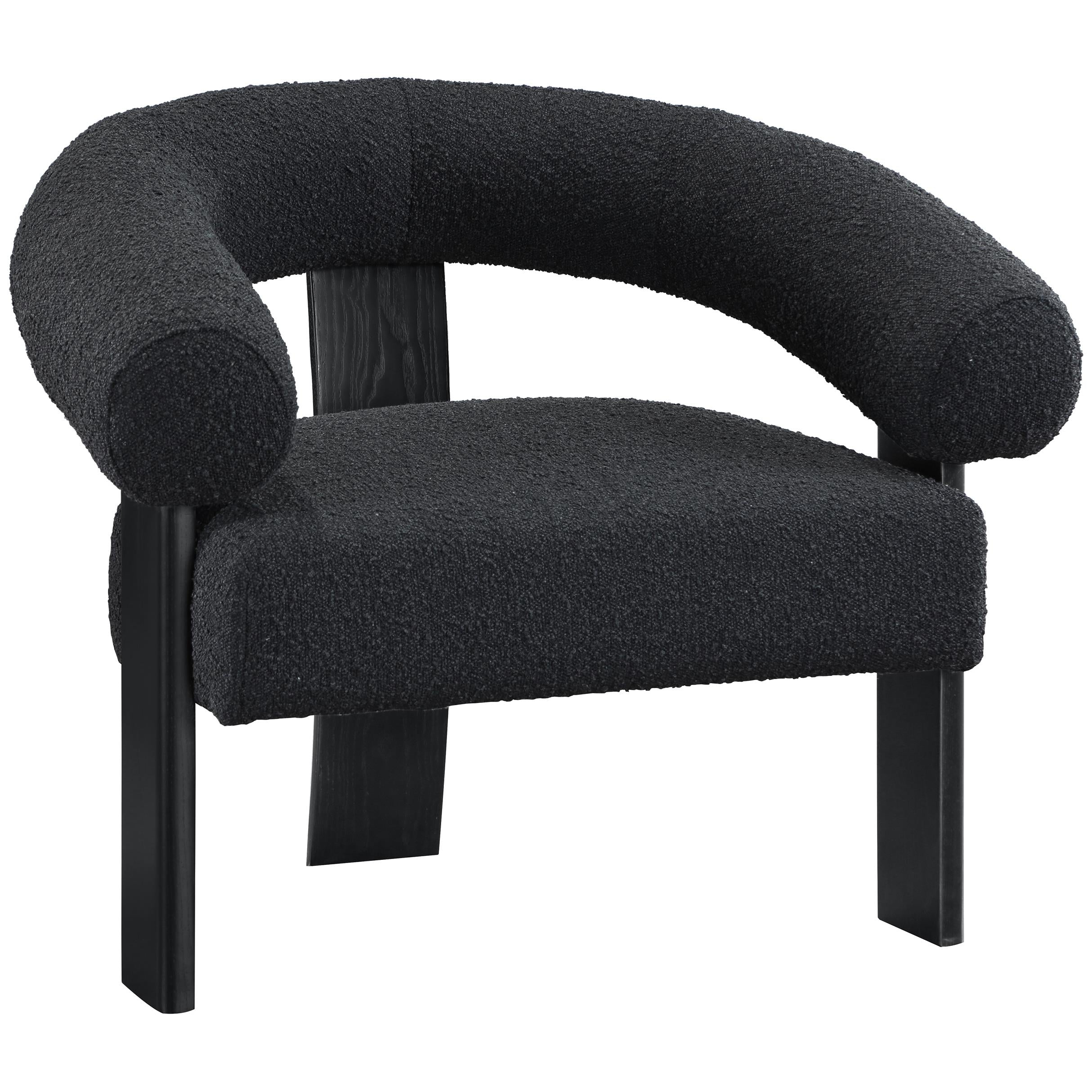 Meridian Winston Black Boucle Fabric Accent Chair