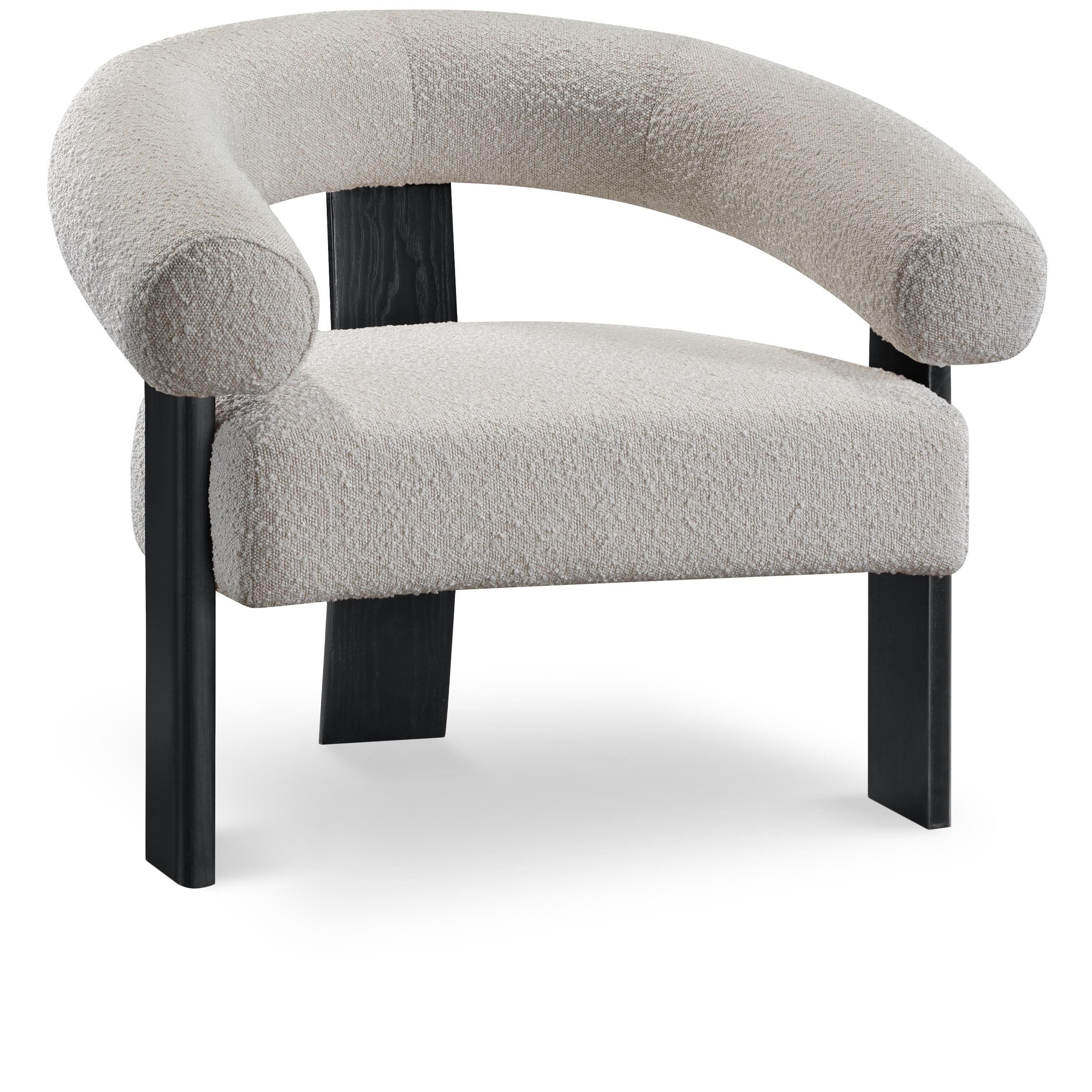 Meridian Winston Cream Boucle Fabric Accent Chair