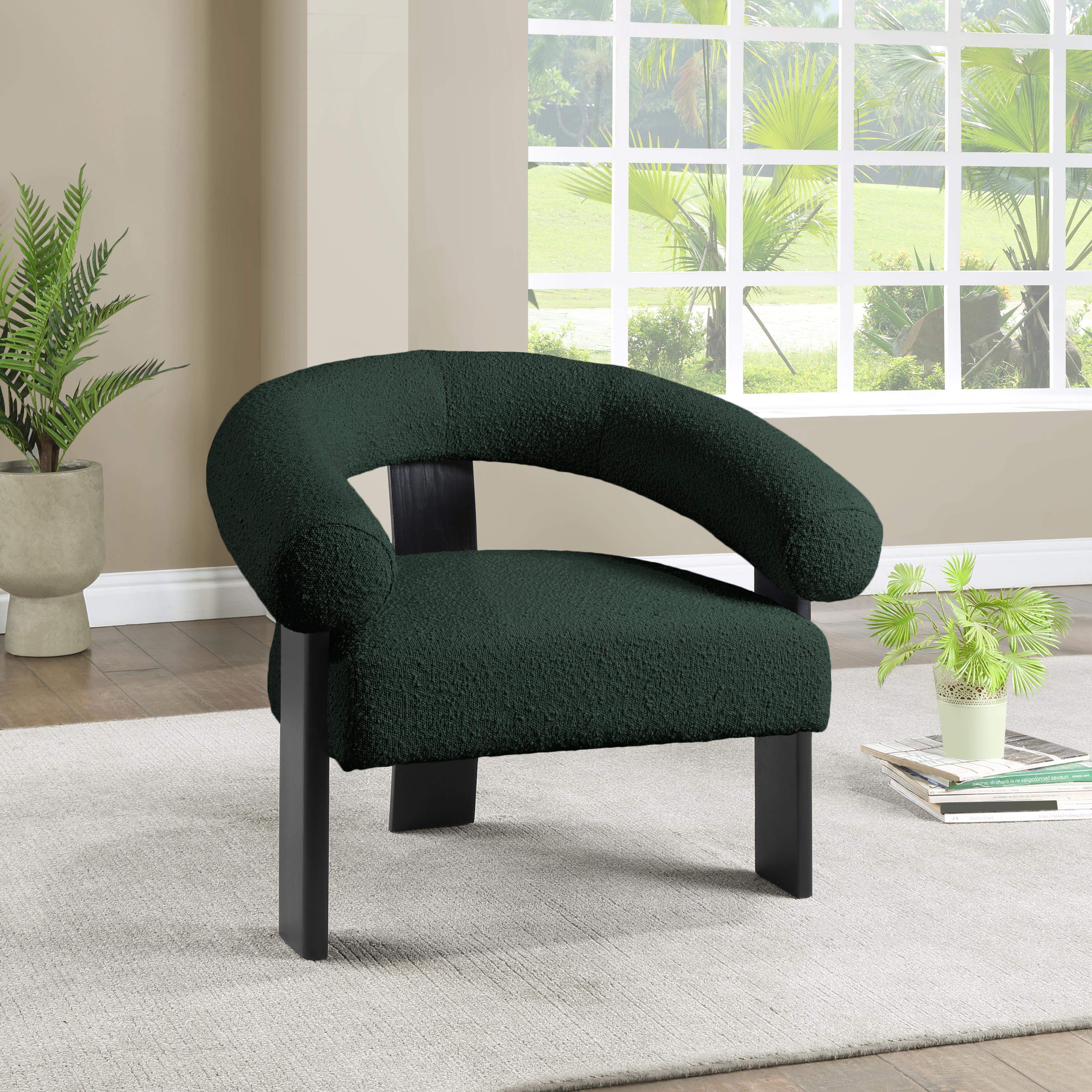 Meridian Winston Green Boucle Fabric Accent Chair