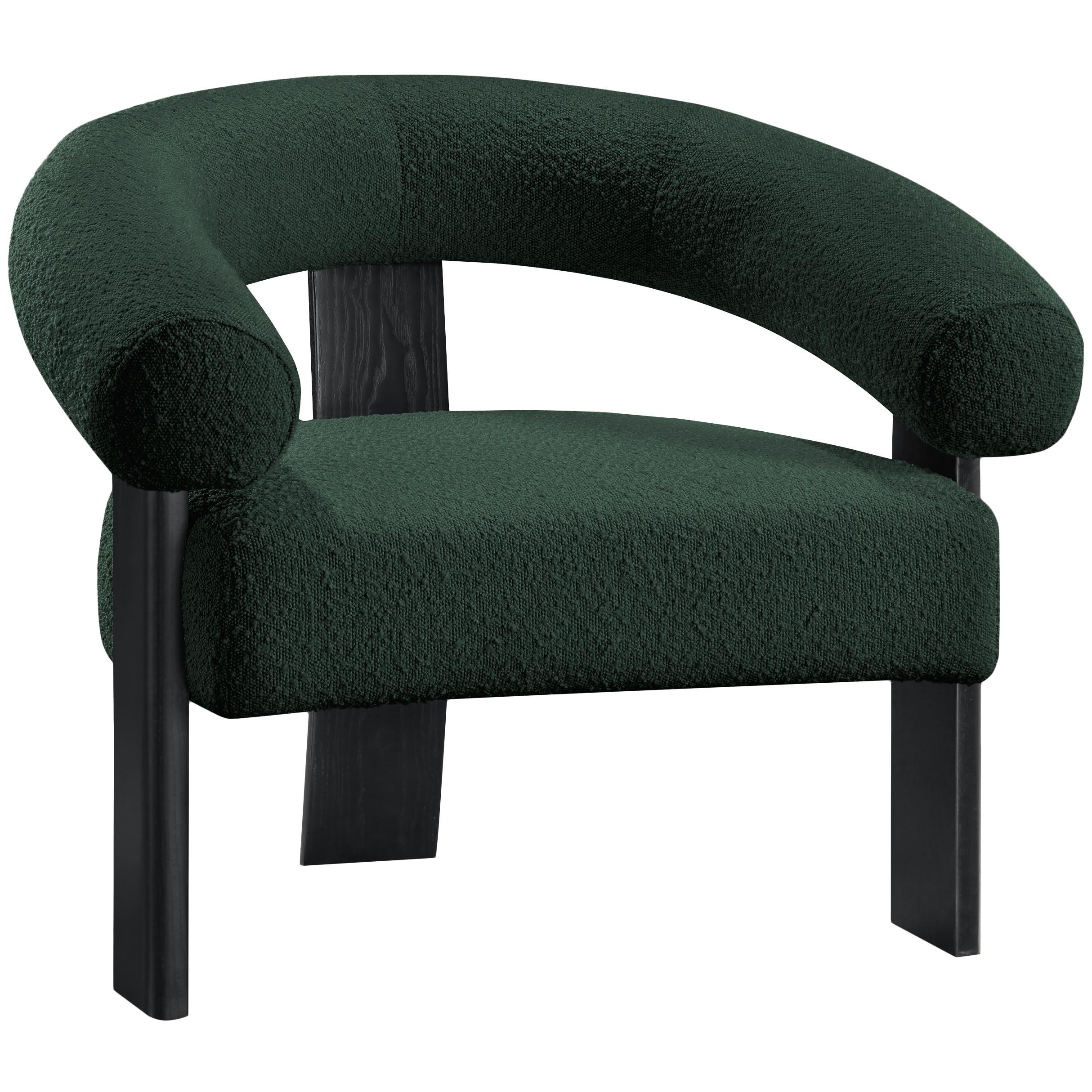 Meridian Winston Green Boucle Fabric Accent Chair