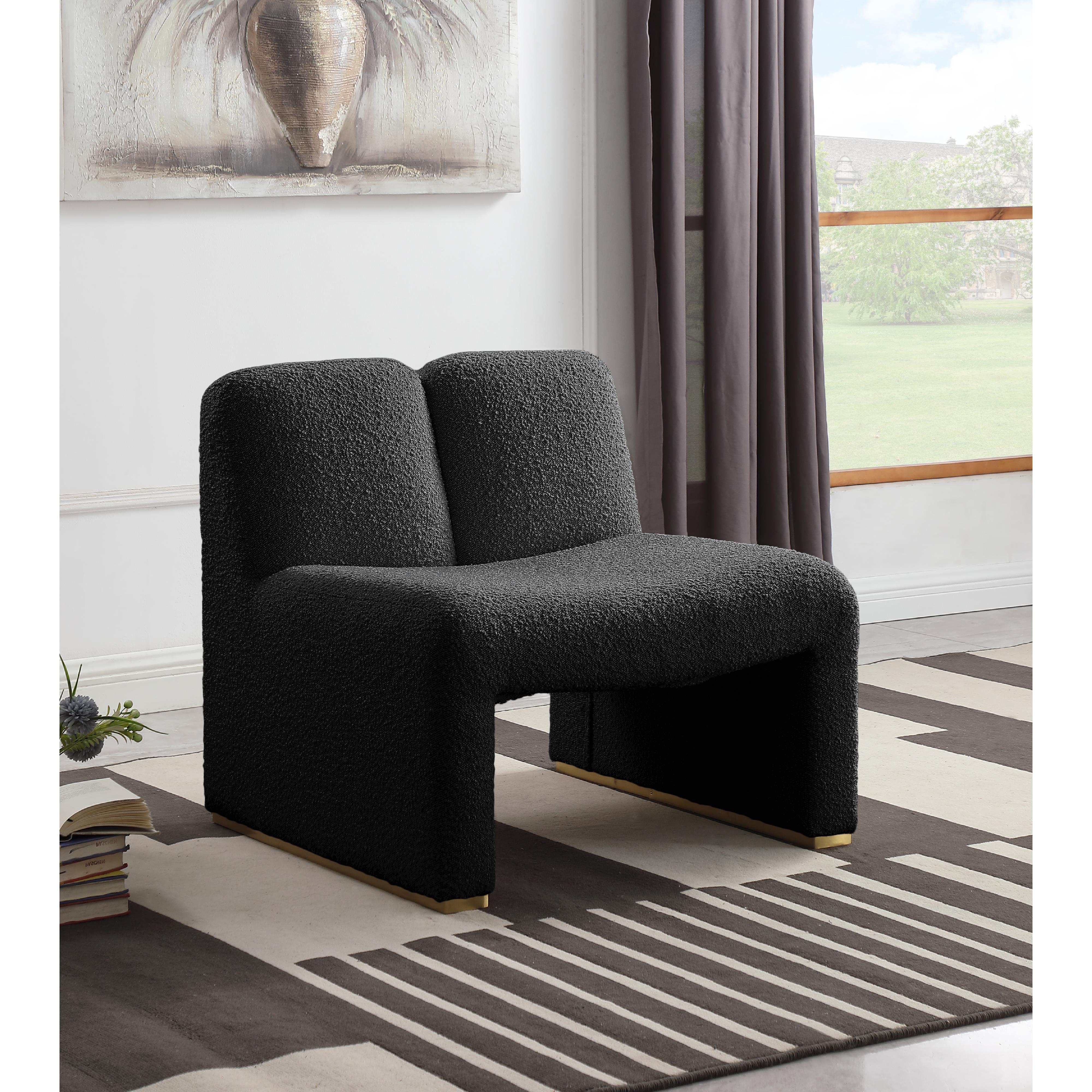 Meridian Alta Black Boucle Fabric Accent Chair