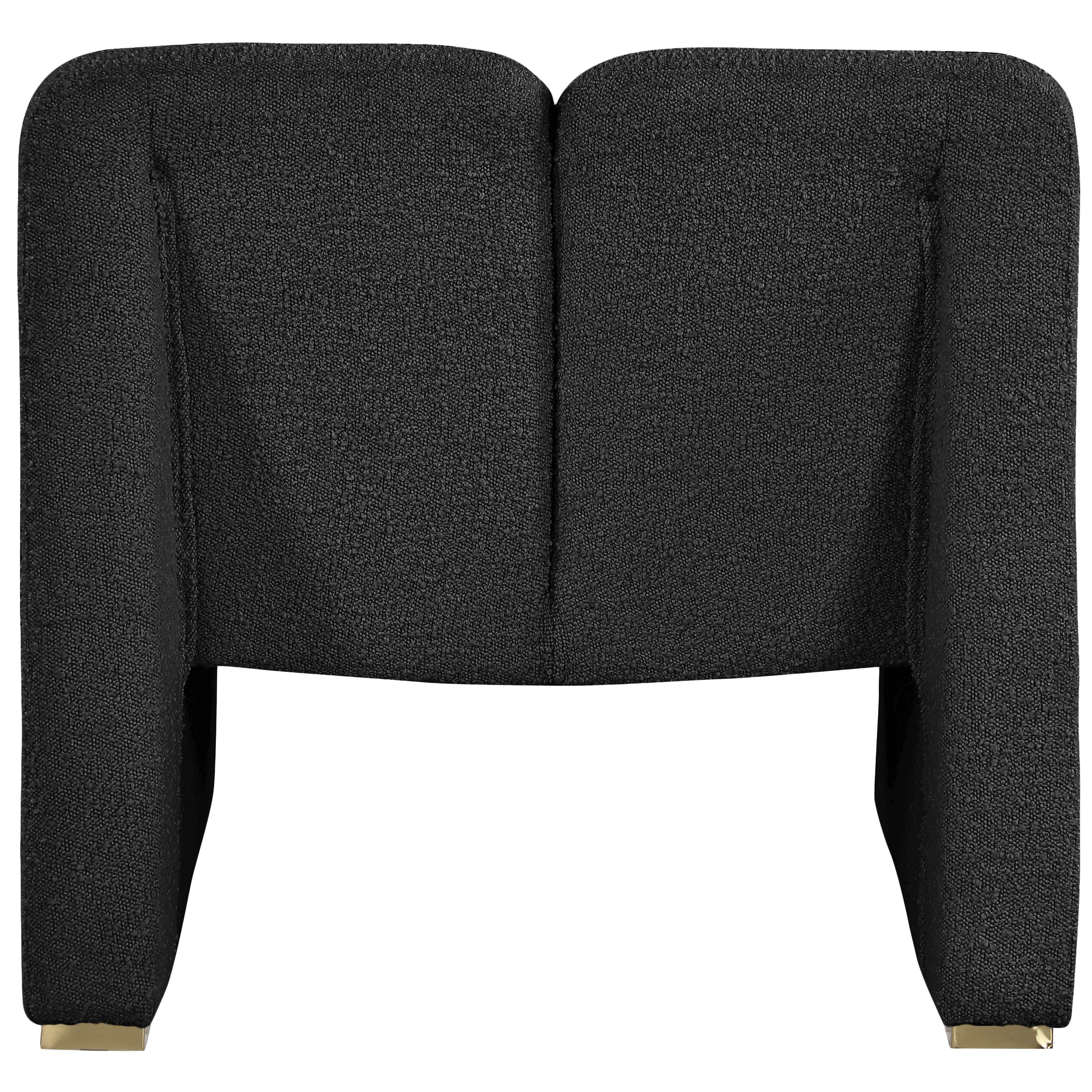 Meridian Alta Black Boucle Fabric Accent Chair