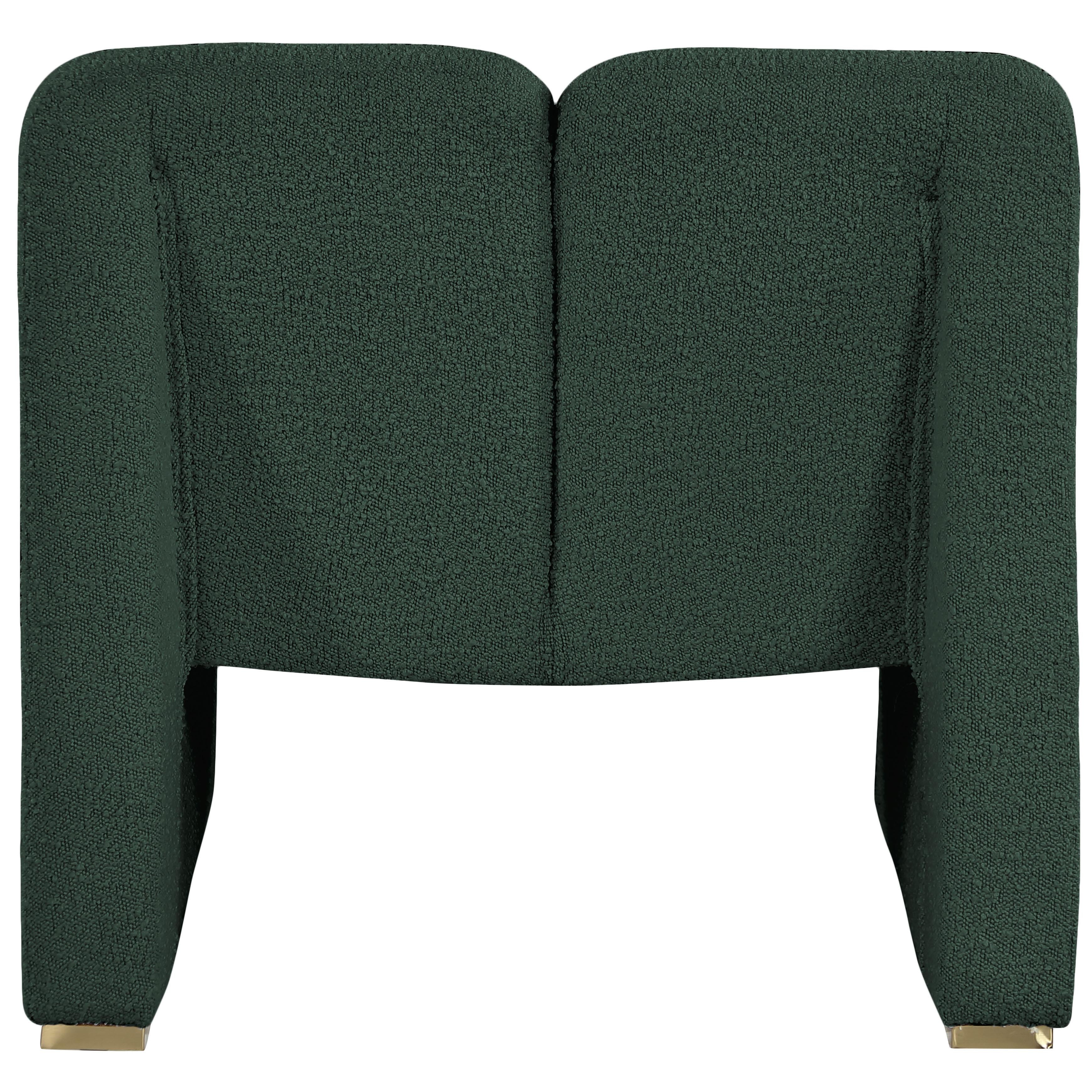 Meridian Alta Green Boucle Fabric Accent Chair