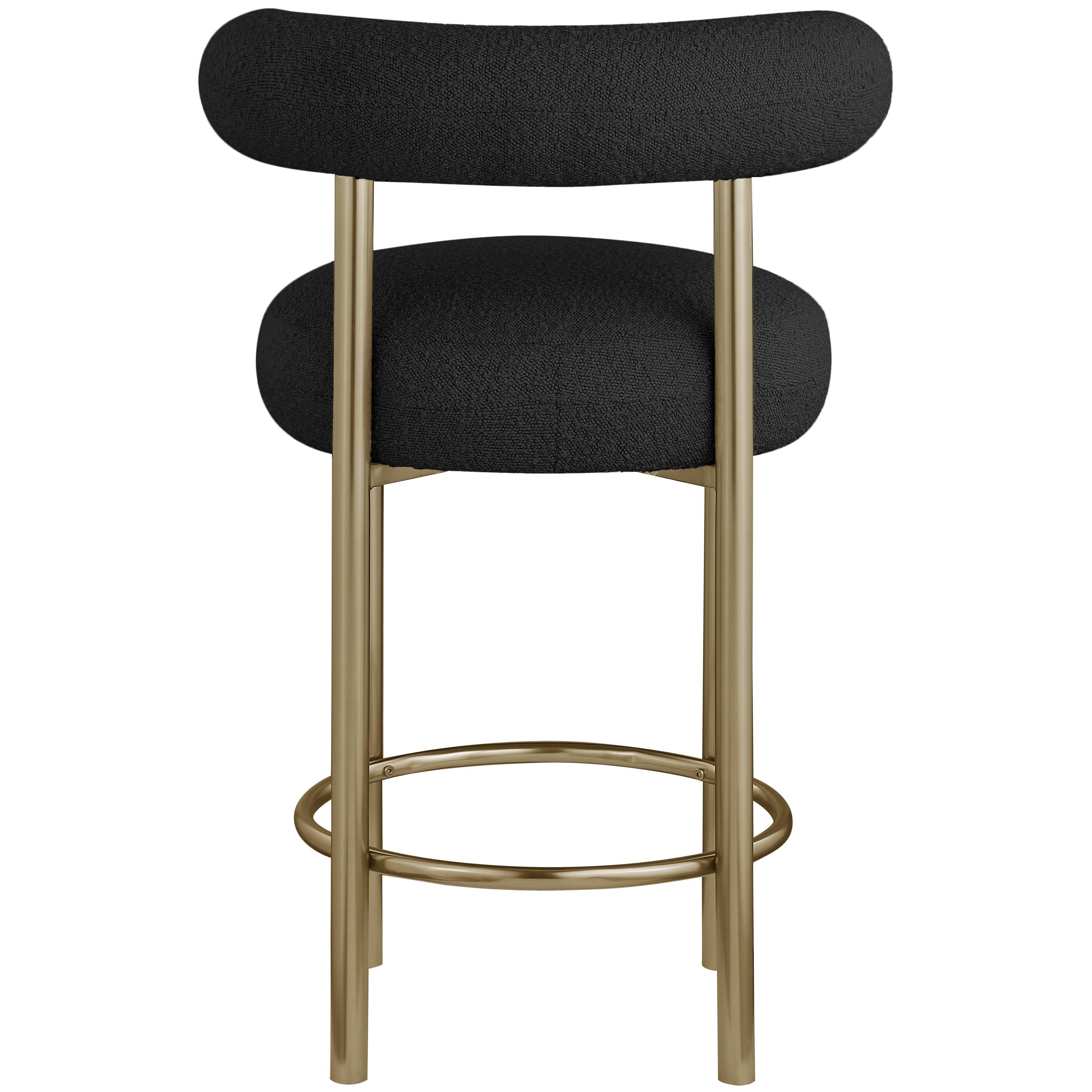 Meridian Bordeaux Black Boucle Fabric Stool