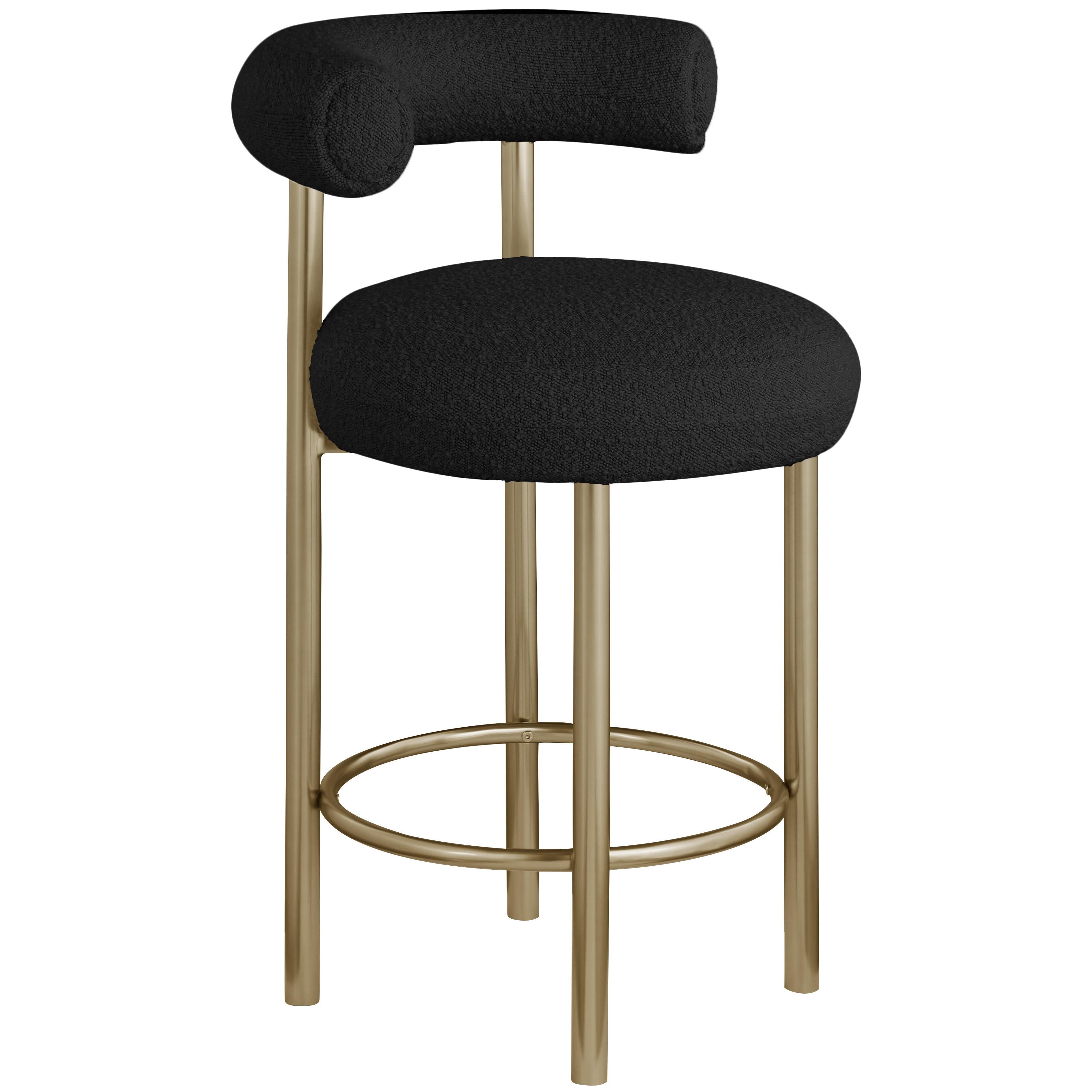 Meridian Bordeaux Black Boucle Fabric Stool