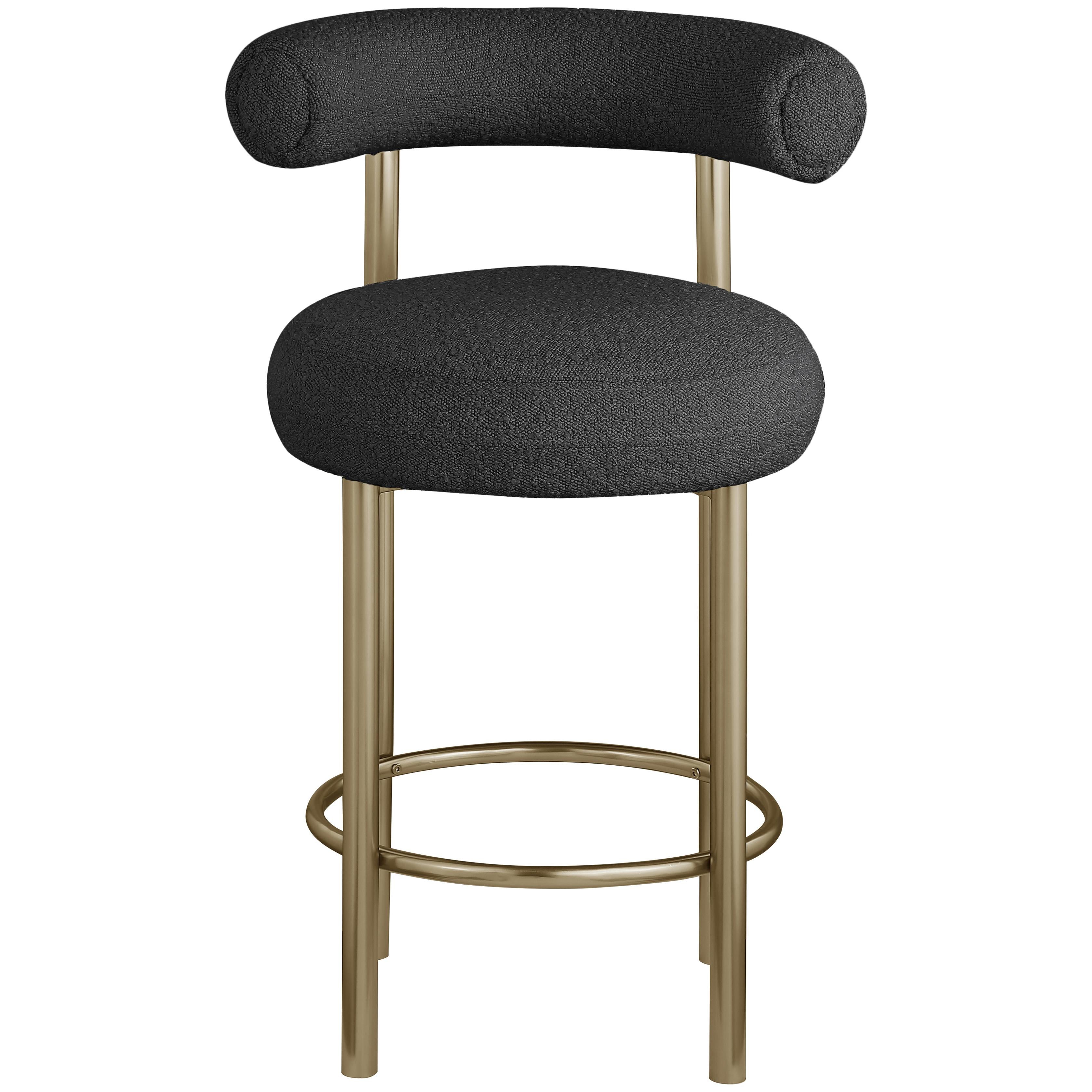 Meridian Bordeaux Black Boucle Fabric Stool