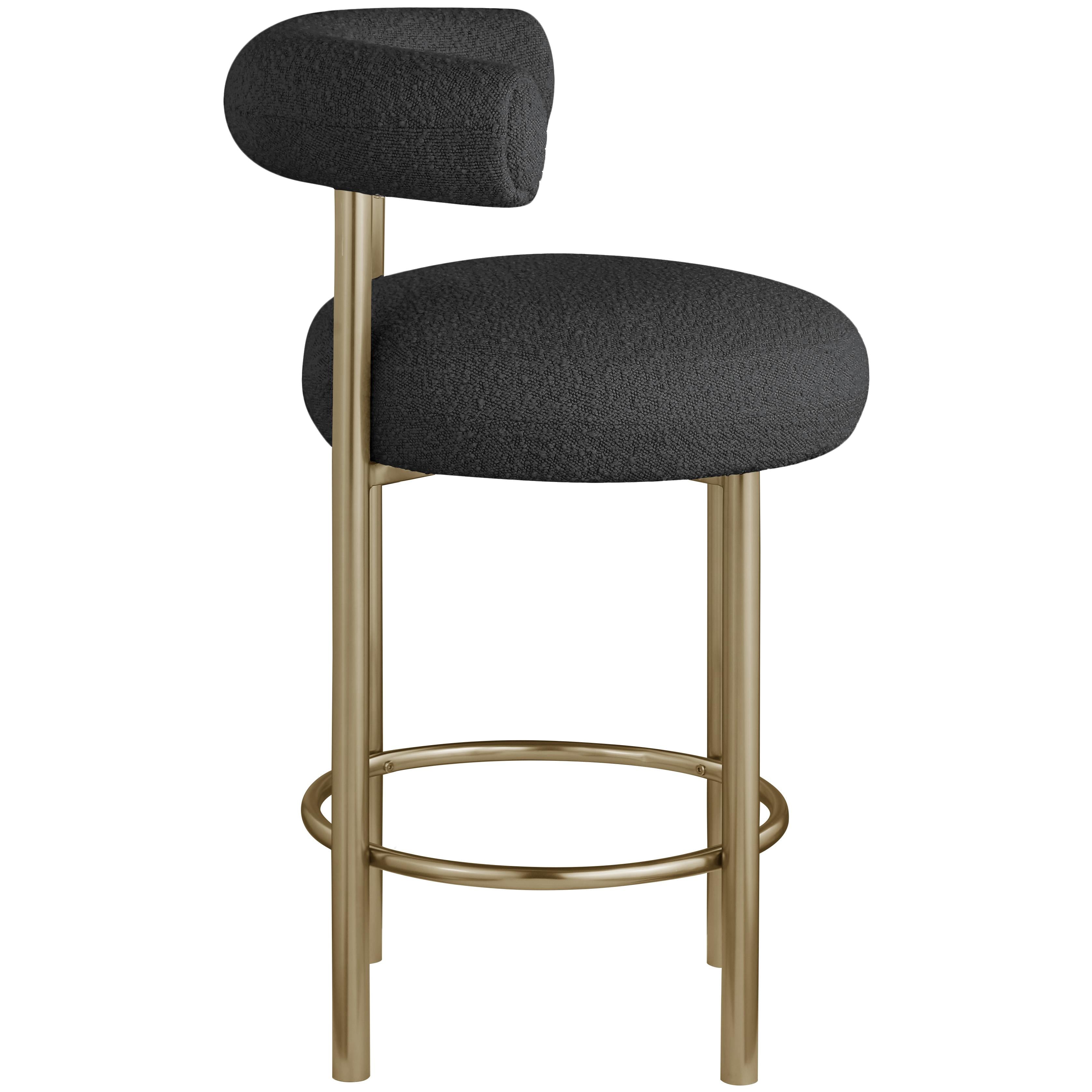 Meridian Bordeaux Black Boucle Fabric Stool