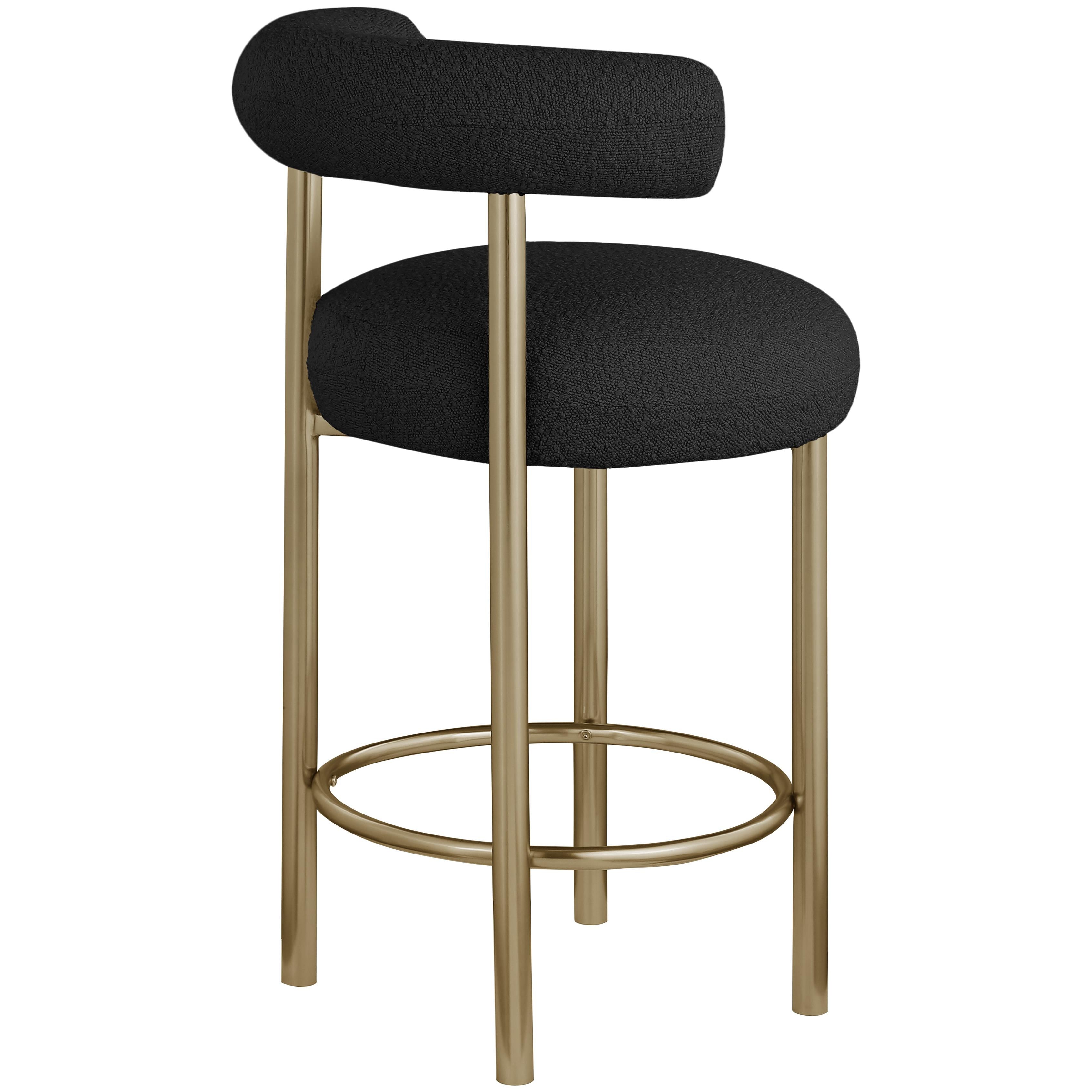 Meridian Bordeaux Black Boucle Fabric Stool