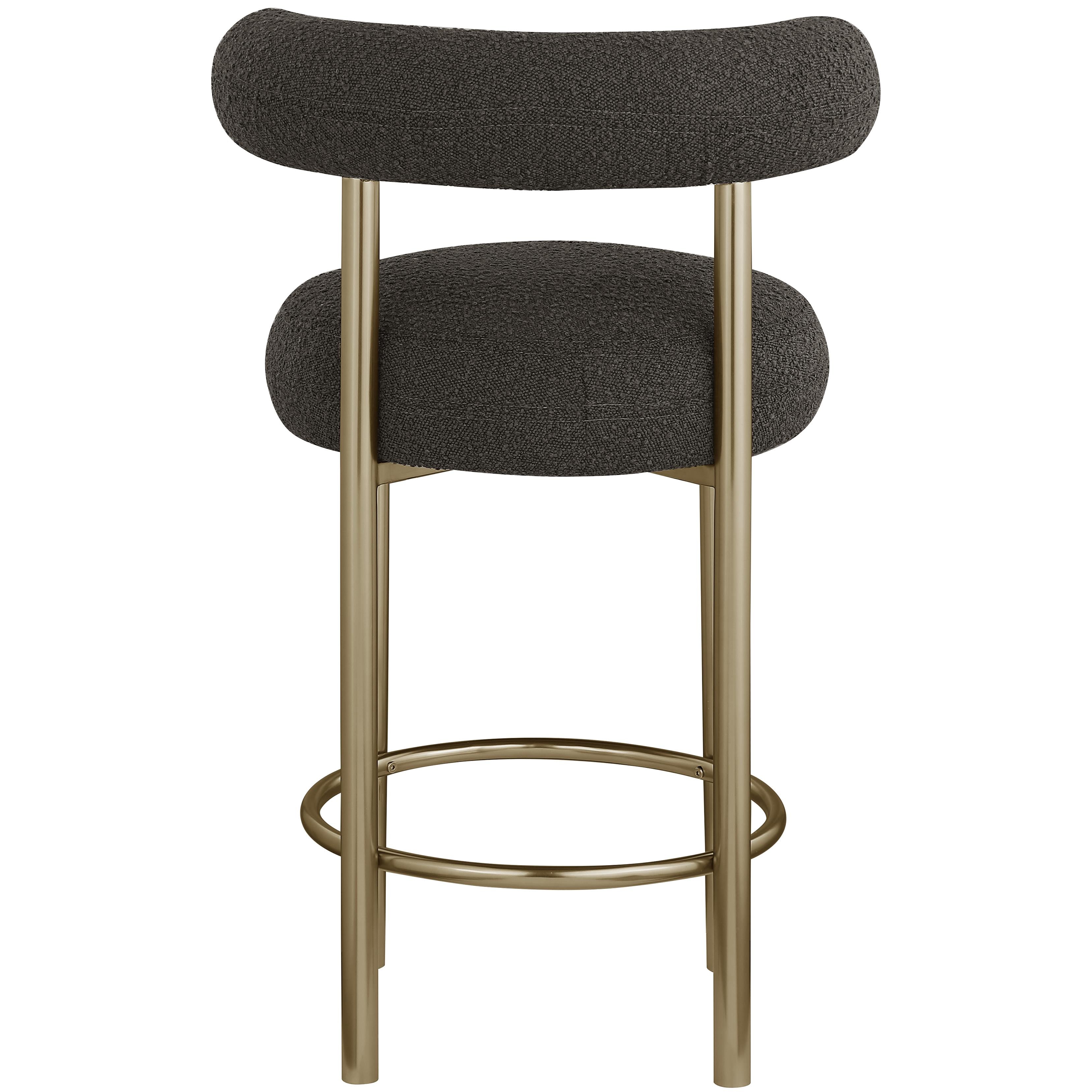 Meridian Bordeaux Brown Boucle Fabric Stool