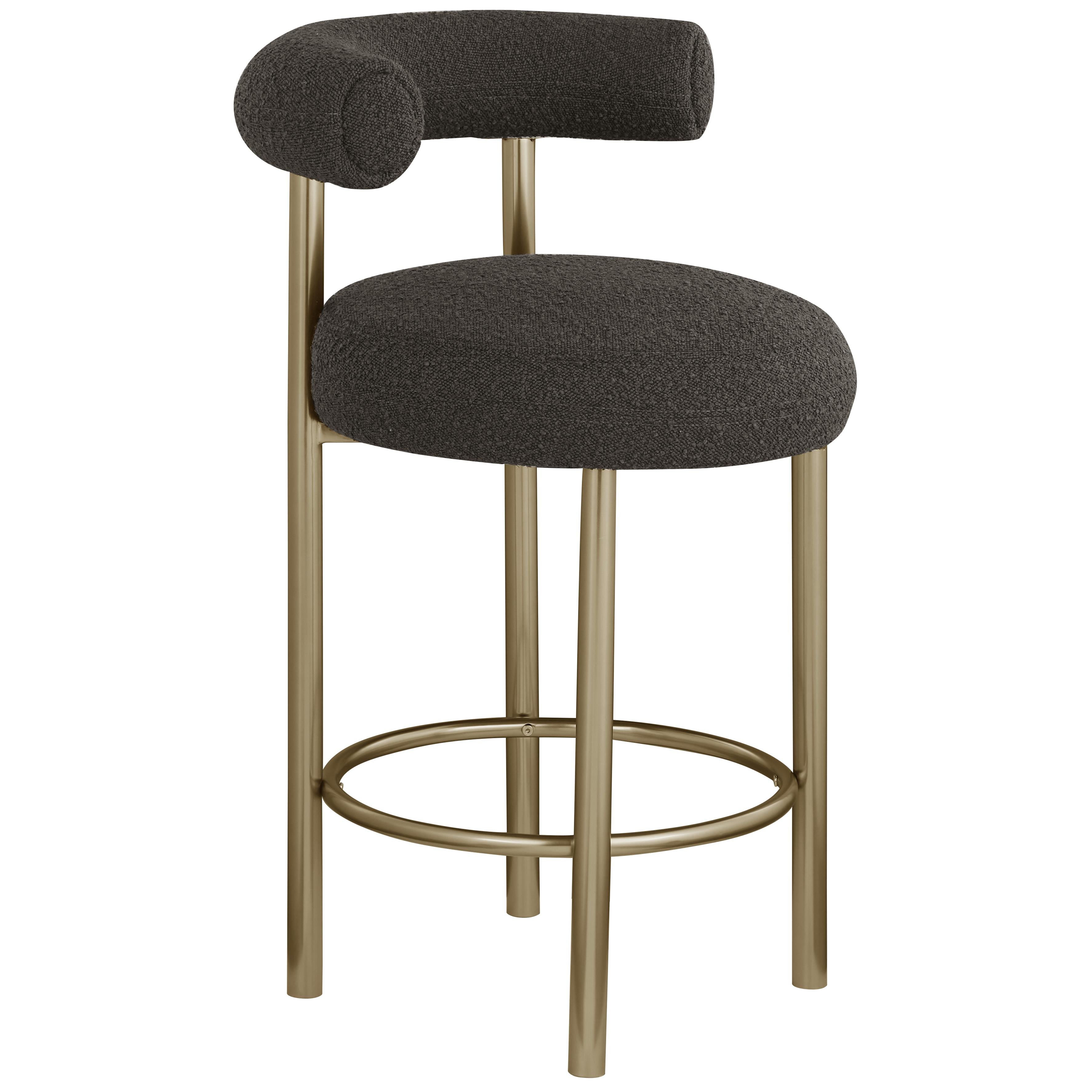 Meridian Bordeaux Brown Boucle Fabric Stool