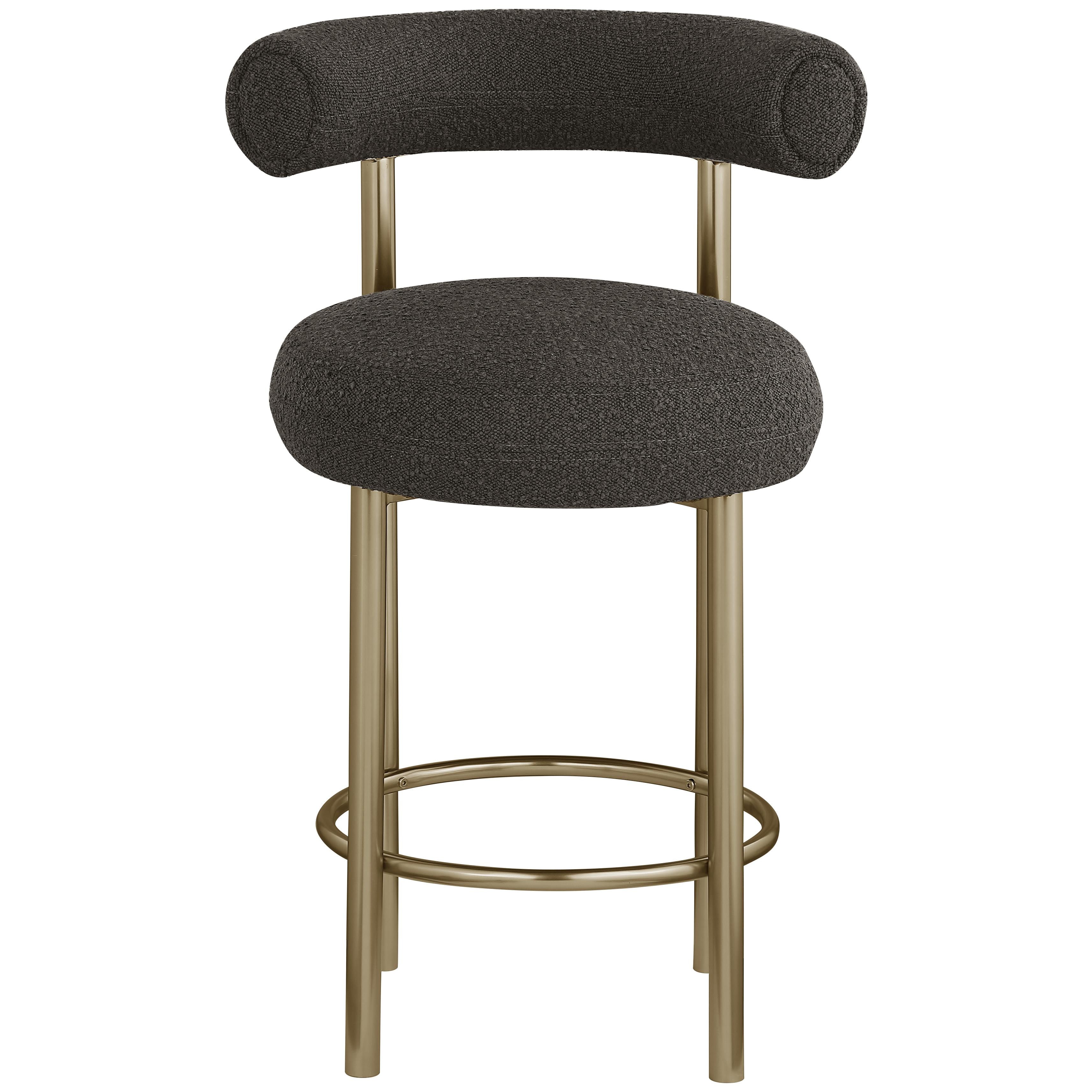 Meridian Bordeaux Brown Boucle Fabric Stool