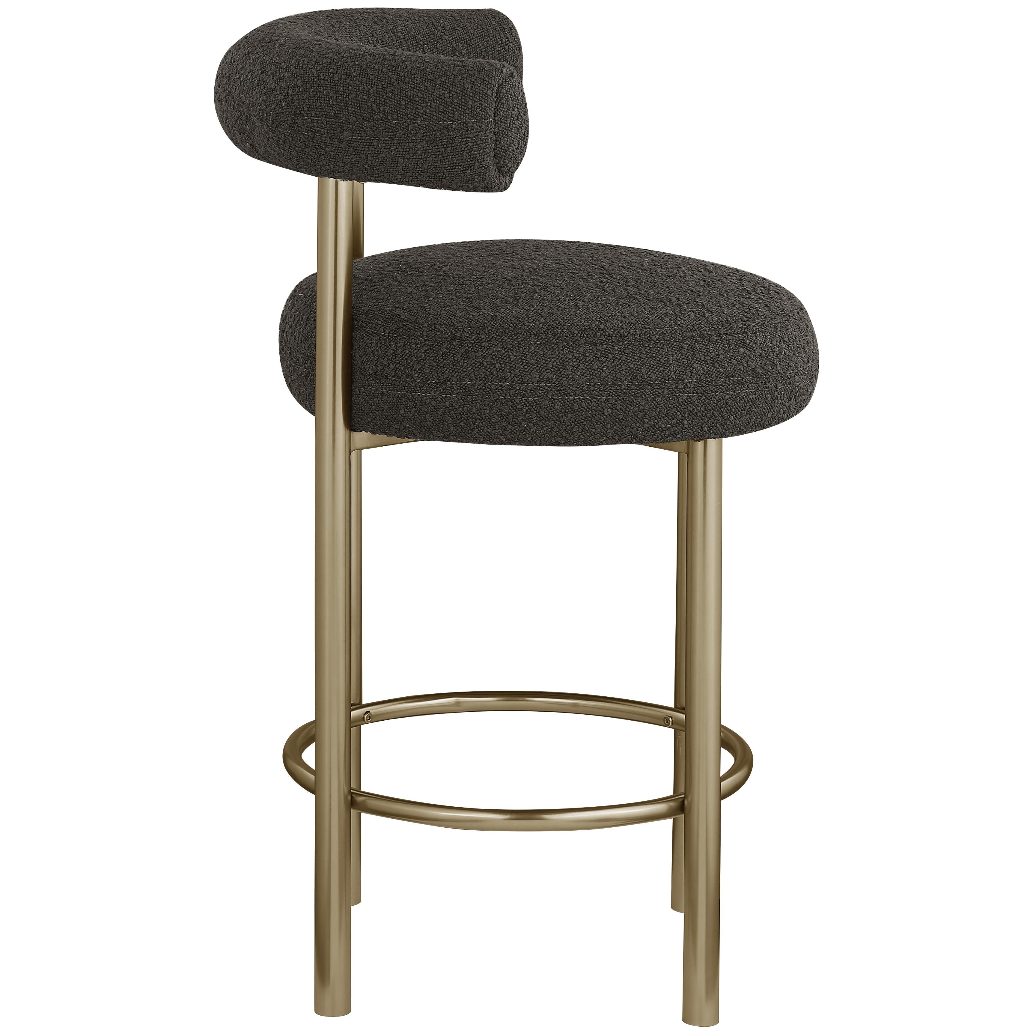 Meridian Bordeaux Brown Boucle Fabric Stool