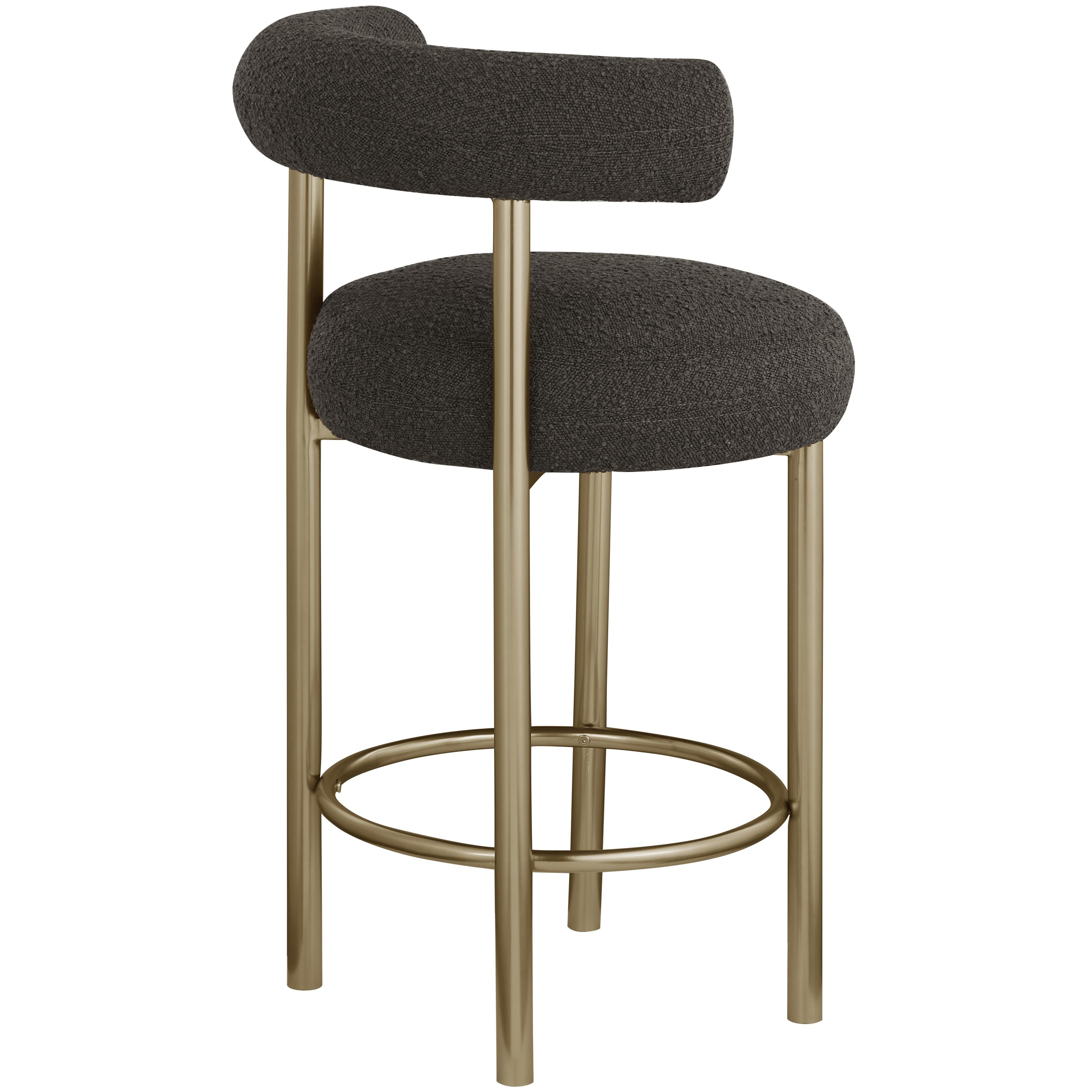 Meridian Bordeaux Brown Boucle Fabric Stool