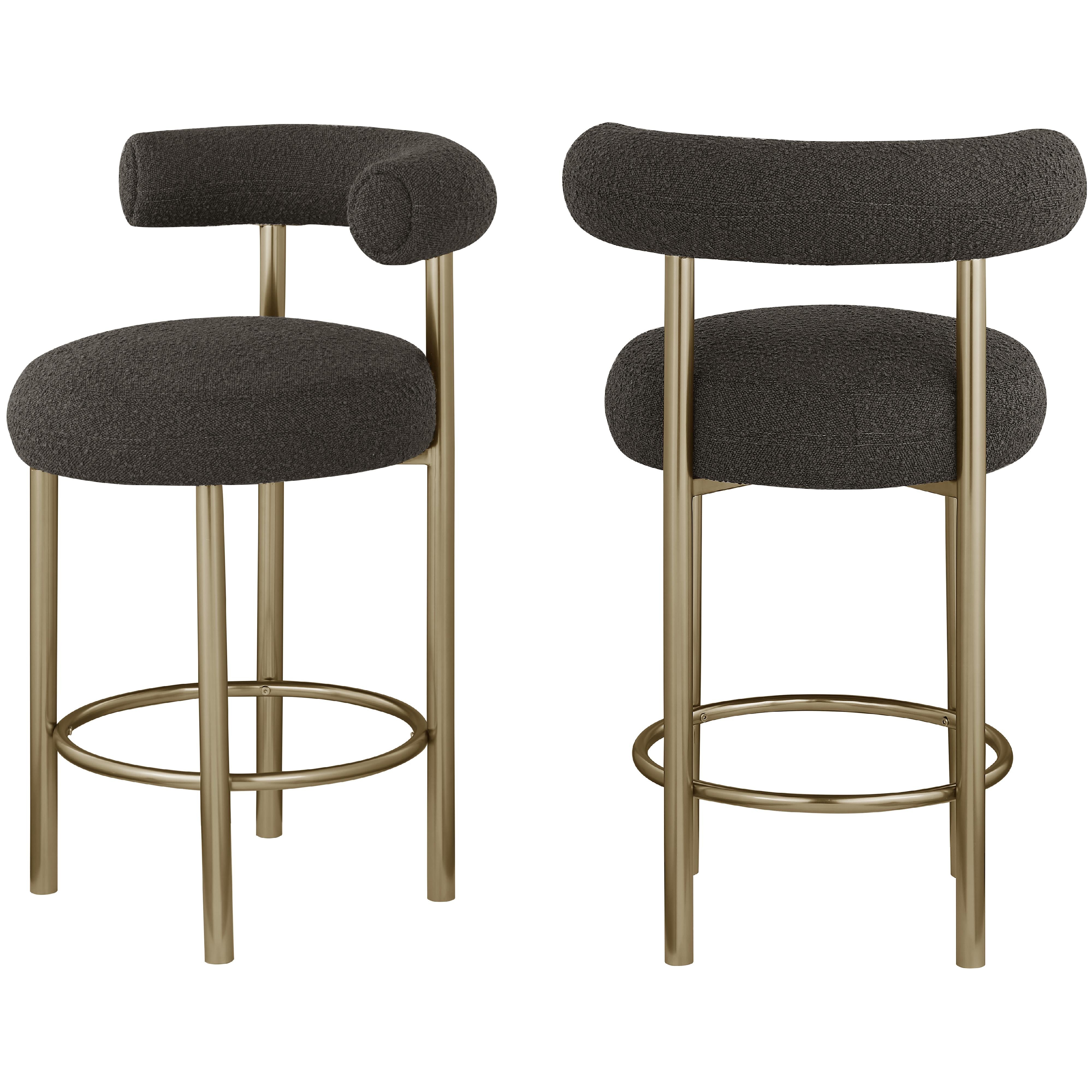 Meridian Bordeaux Brown Boucle Fabric Stool