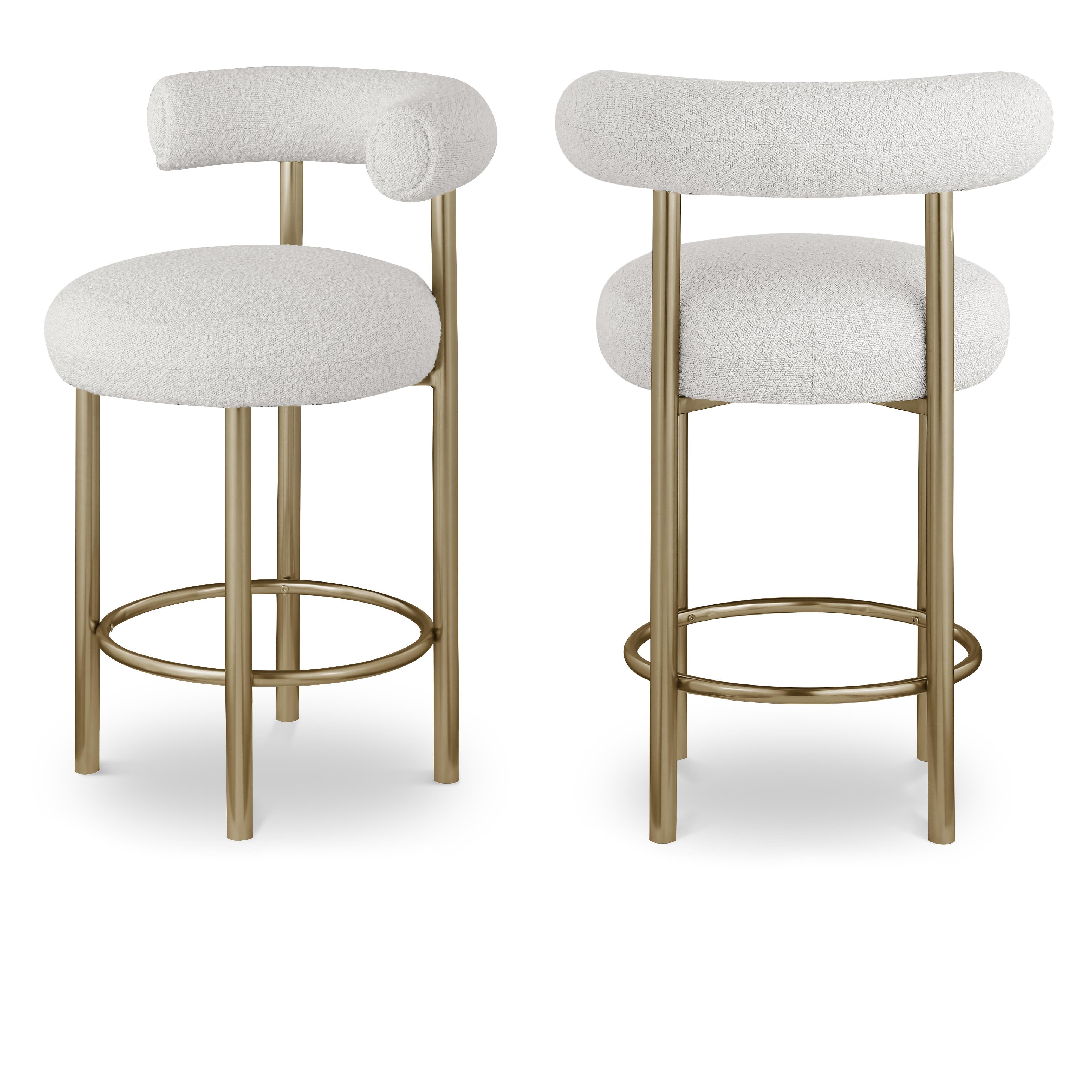 Meridian Bordeaux Cream Boucle Fabric Stool