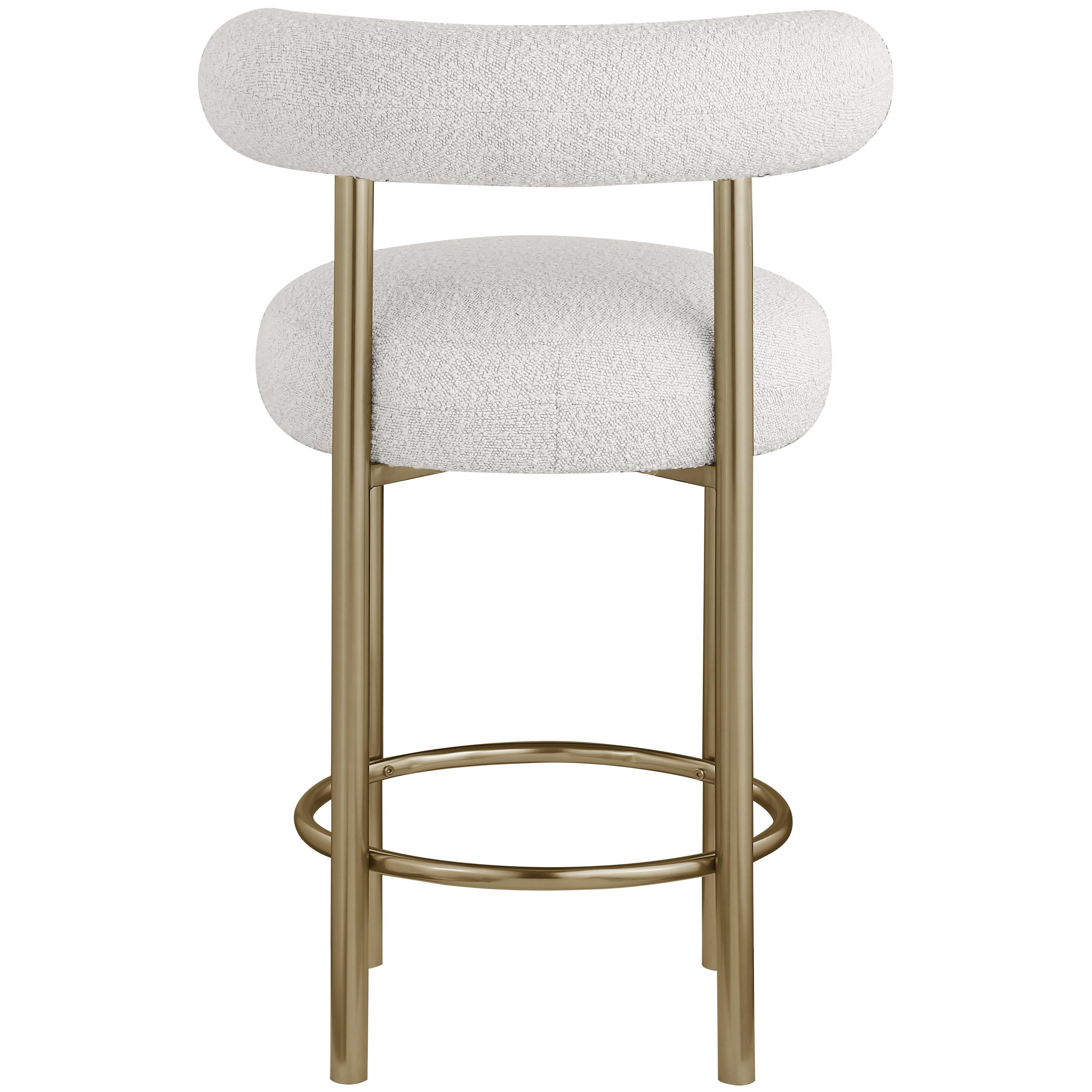 Meridian Bordeaux Cream Boucle Fabric Stool