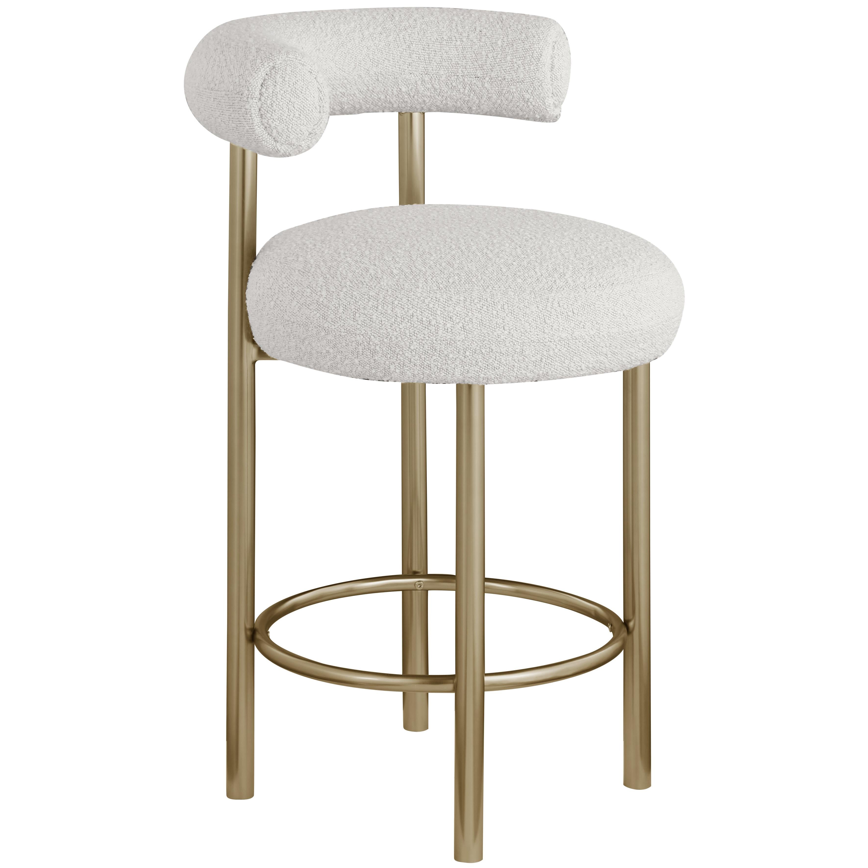 Meridian Bordeaux Cream Boucle Fabric Stool