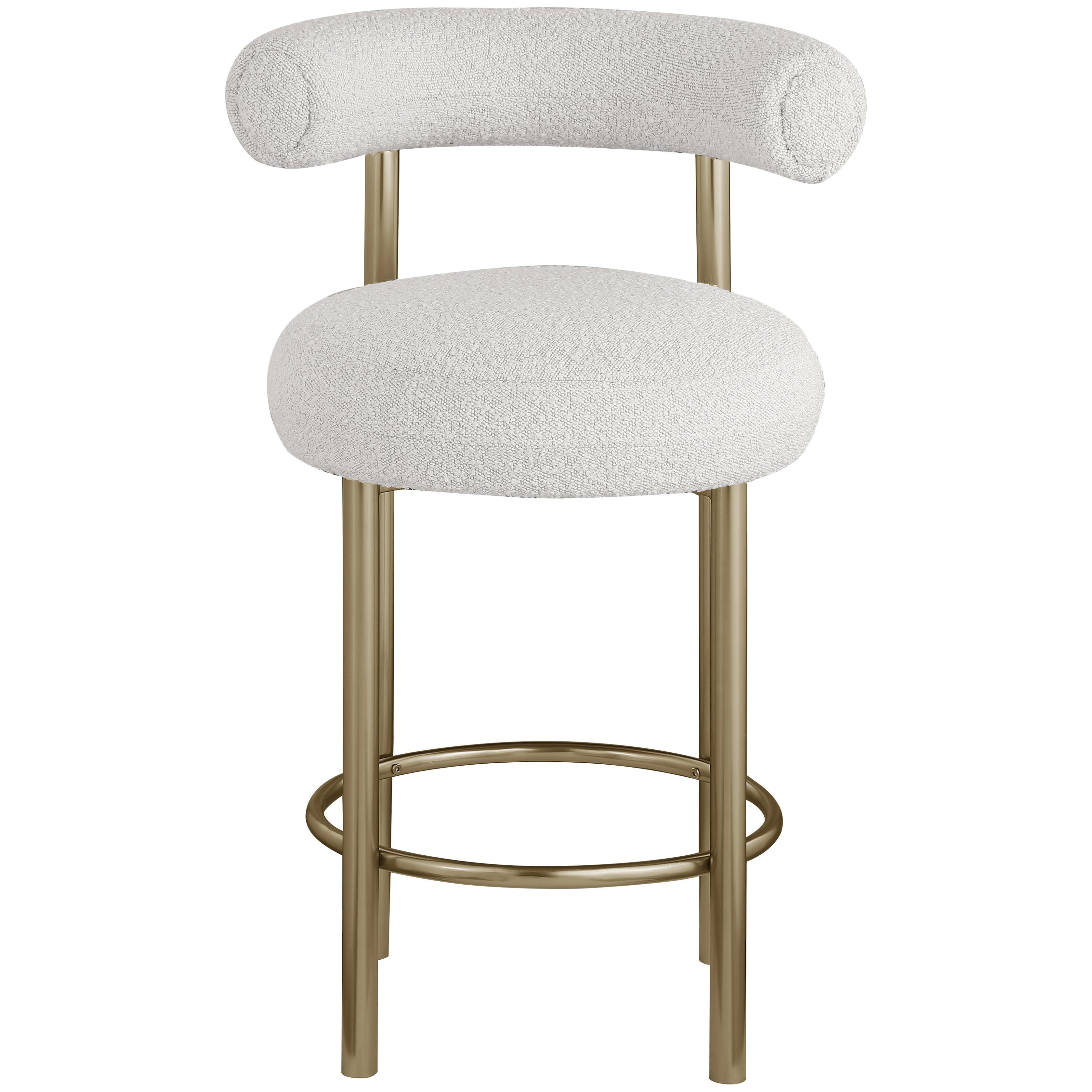 Meridian Bordeaux Cream Boucle Fabric Stool