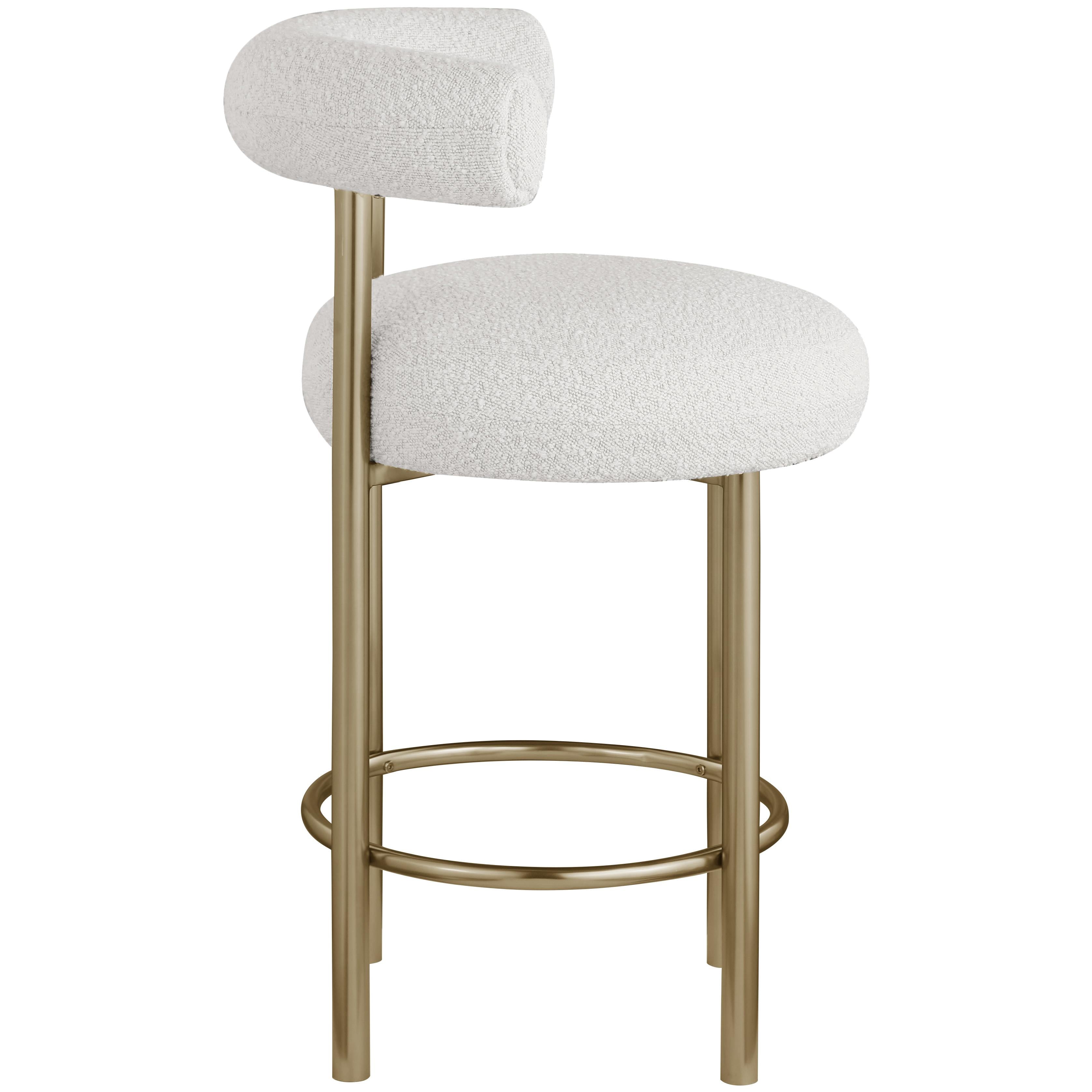 Meridian Bordeaux Cream Boucle Fabric Stool