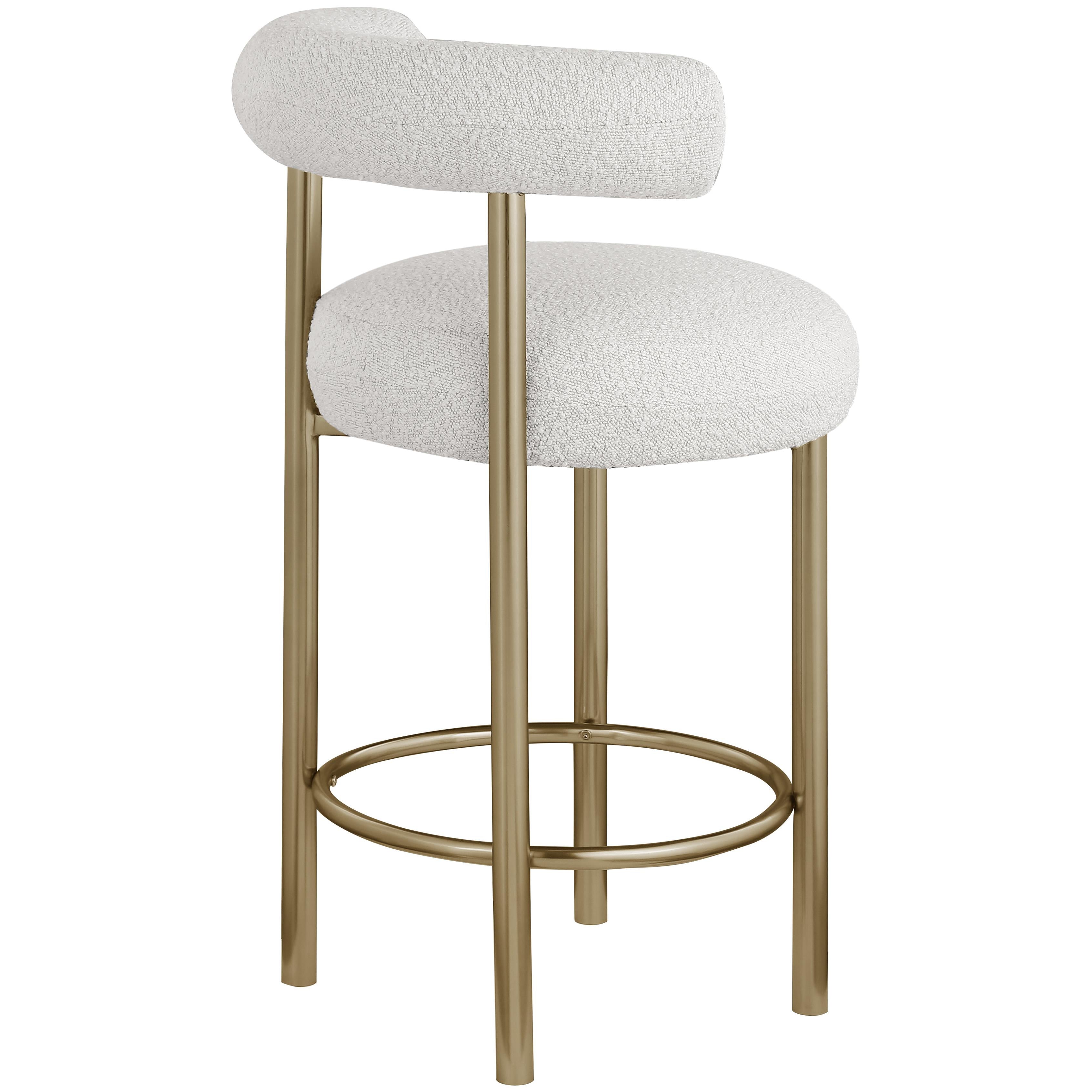 Meridian Bordeaux Cream Boucle Fabric Stool