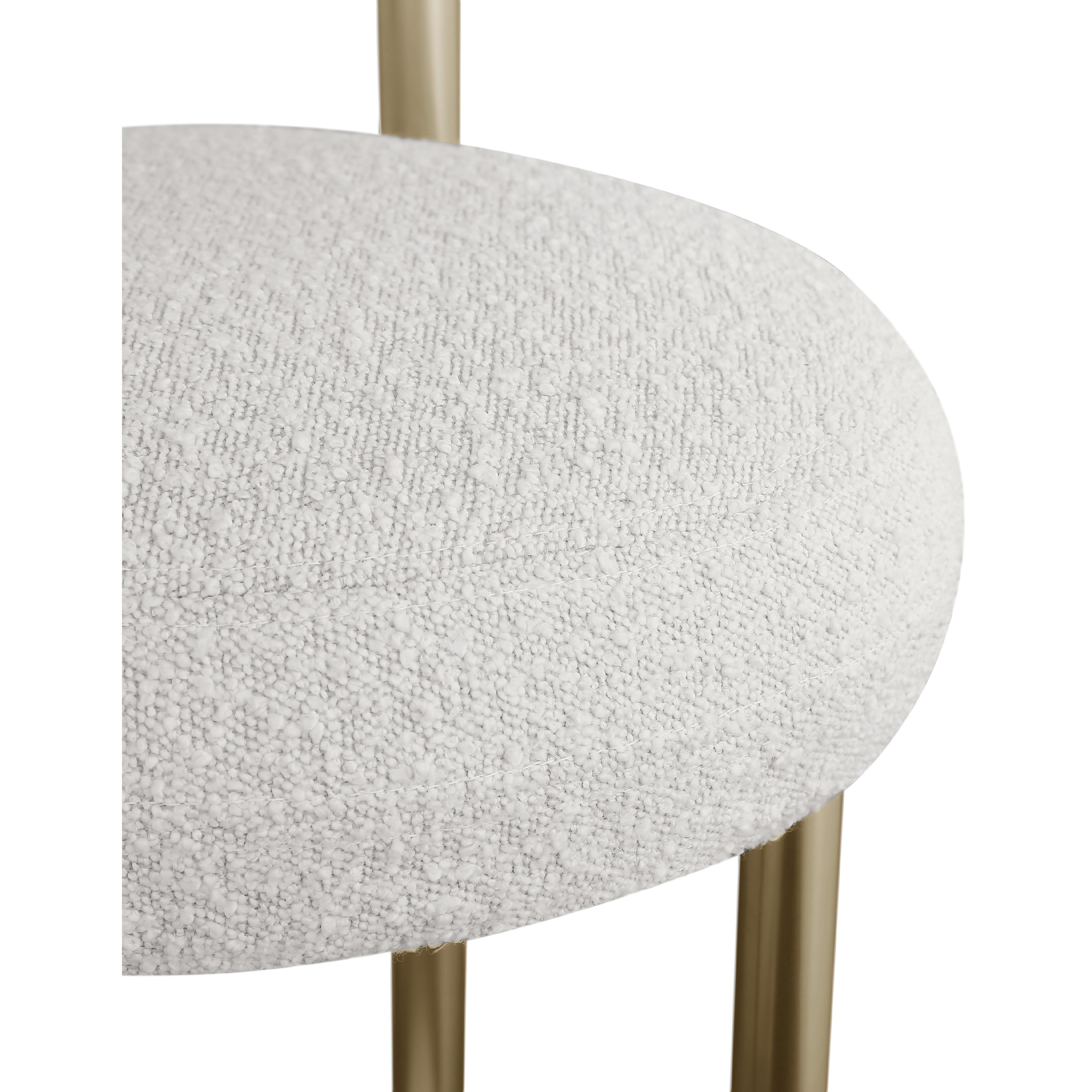 Meridian Bordeaux Cream Boucle Fabric Stool